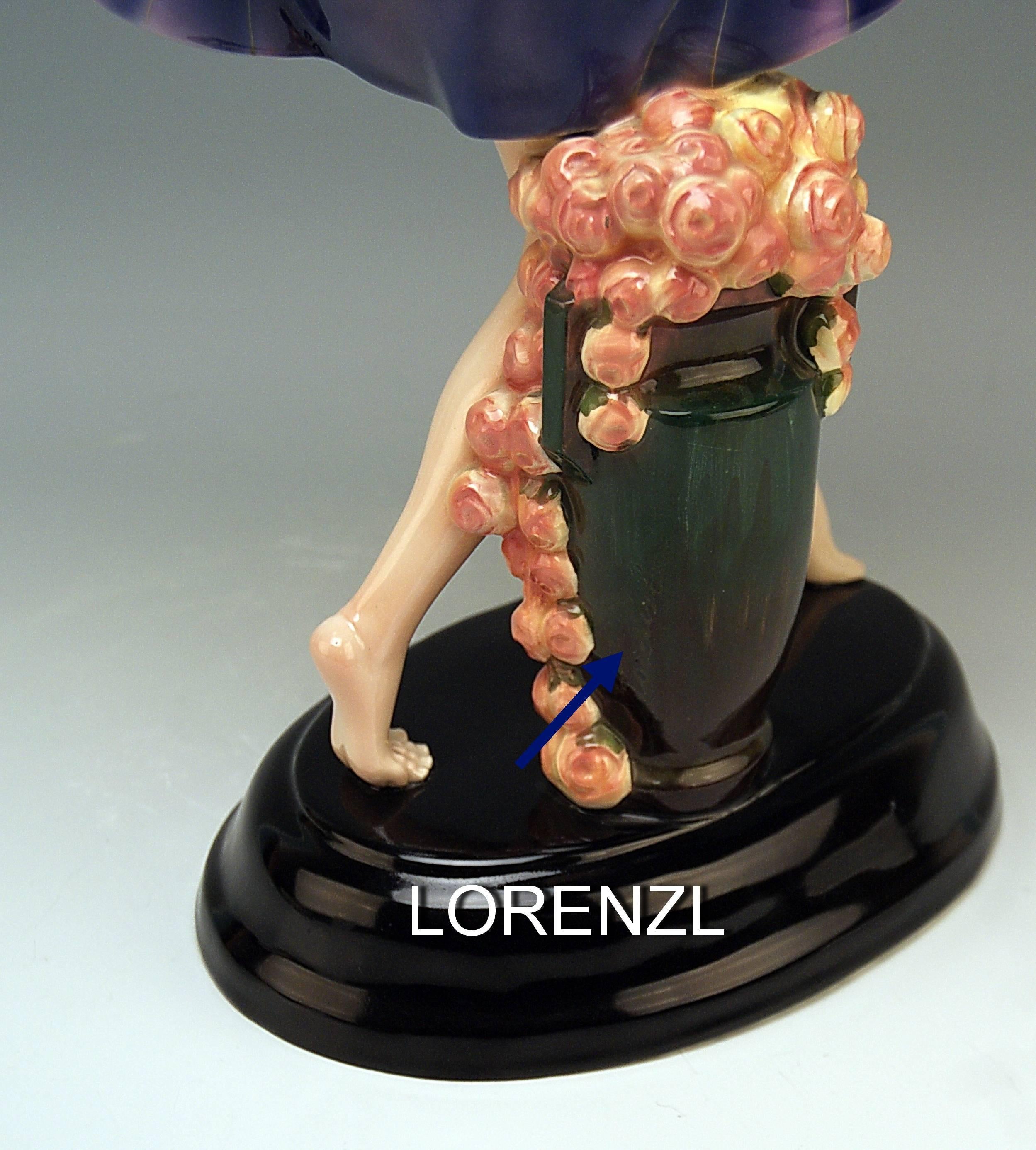 Glazed Goldscheider Vienna Lorenzl Dancing Butterfly Lady Captured Bird Model 5230 1930