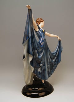 Keramos Lady Dancer Art Deco Blue Dress Model 2030 by Stefan Dakon