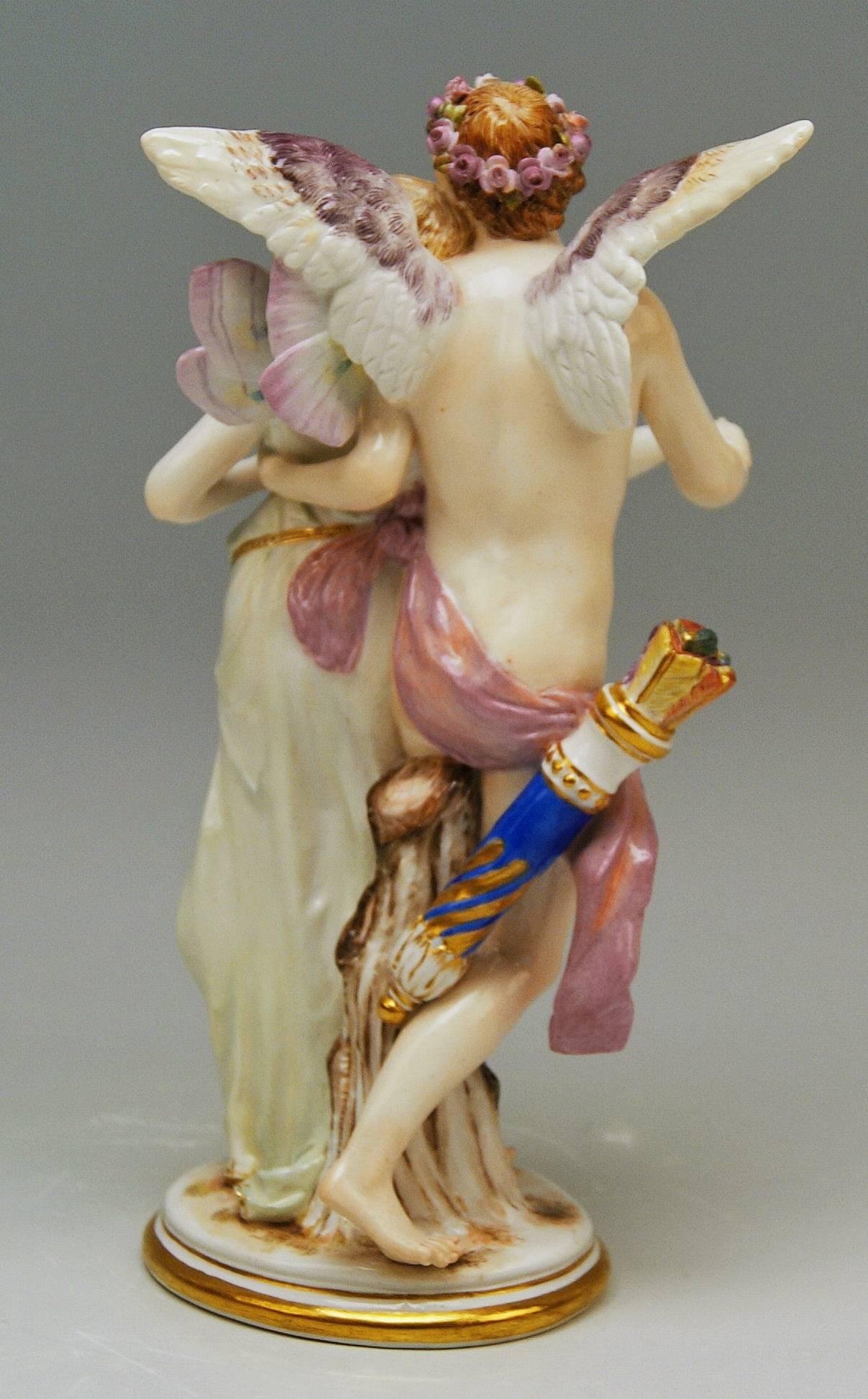 German Meissen Figurine Group Zephyr and Flora Model P 169 Gustave Deloy, circa 1900