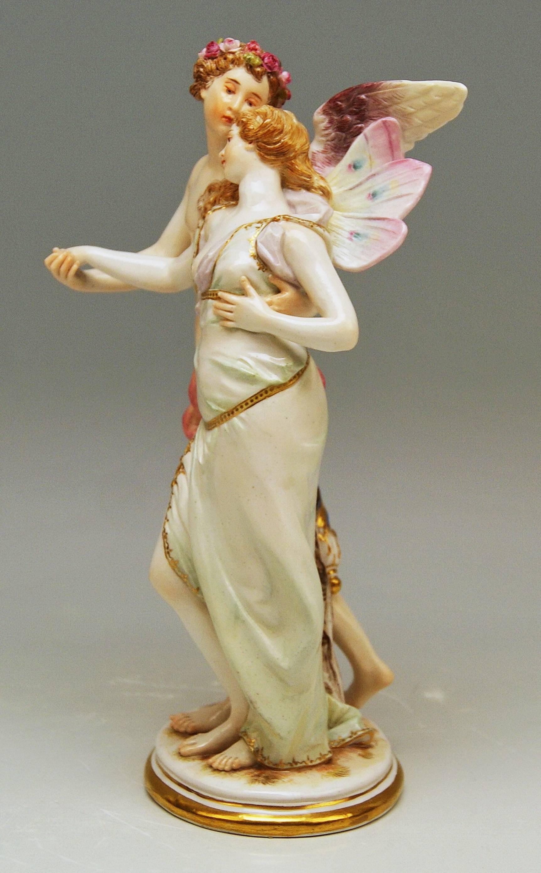 Neoclassical Meissen Figurine Group Zephyr and Flora Model P 169 Gustave Deloy, circa 1900