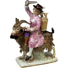Antique Meissen Kaendler Figurine Tailor Riding on Goat Lovely Model 171, circa 1870