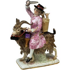 Figurilla Meissen Kaendler Sastre cabalgando sobre cabra Precioso Model No. 171, circa 1870