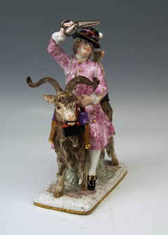Meissen Kaendler Figurine Tailor Riding on Goat Lovely Model 171, circa 1870