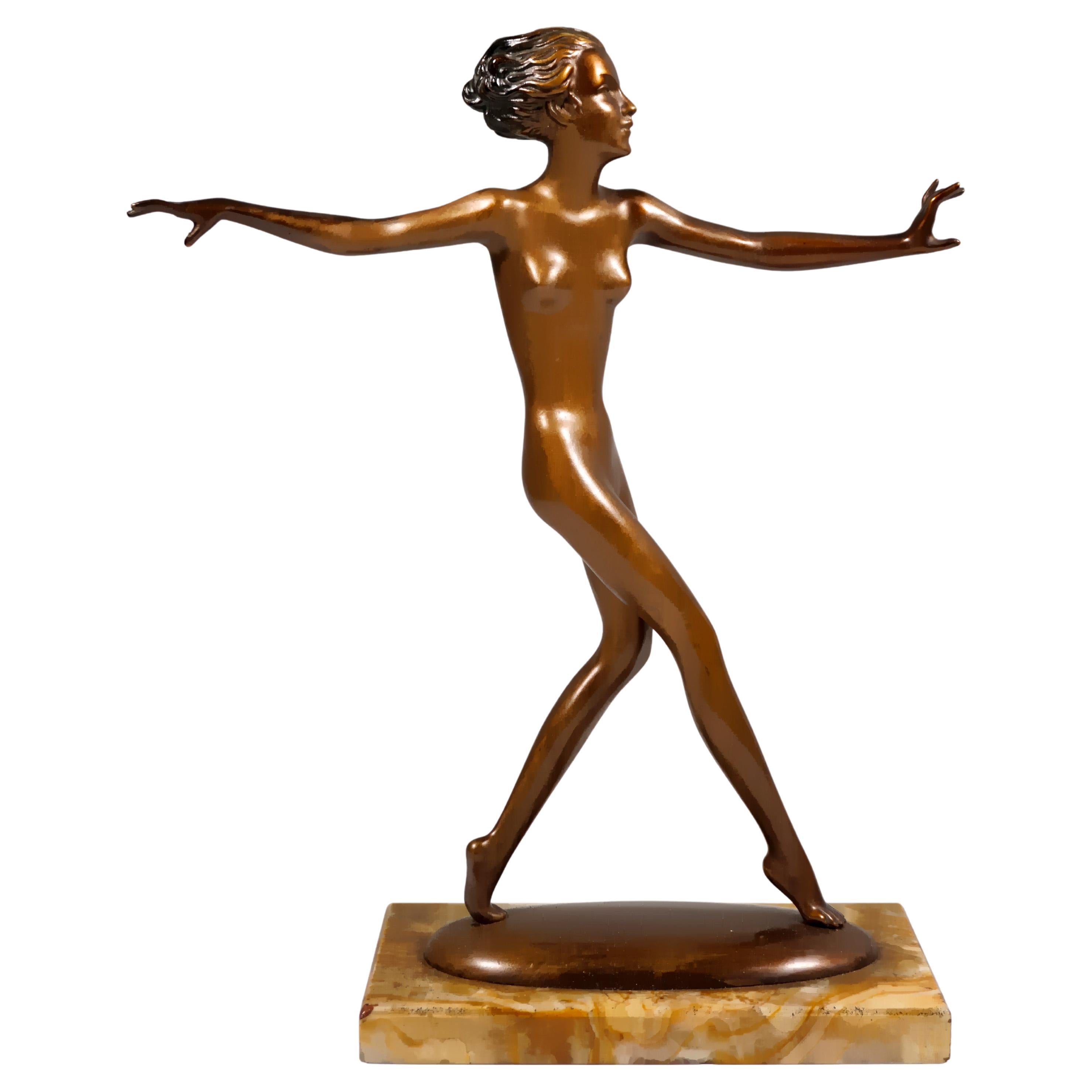 Viennese Art Deco Bronze Dancer by Josef Lorenzl, circa 1915/1920 For Sale