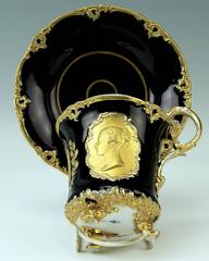 Meissen Cup Saucer Queen Victoria & Husband Albert Vintage, circa 1840-1850