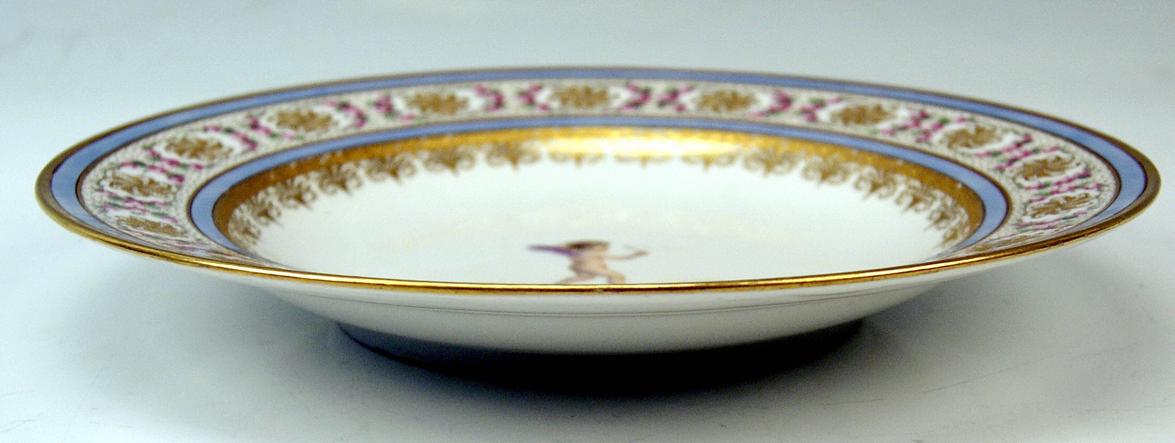 Austrian Plate Imperial Viennese Porcelain Winged Cherub Vintage, Dated 1798