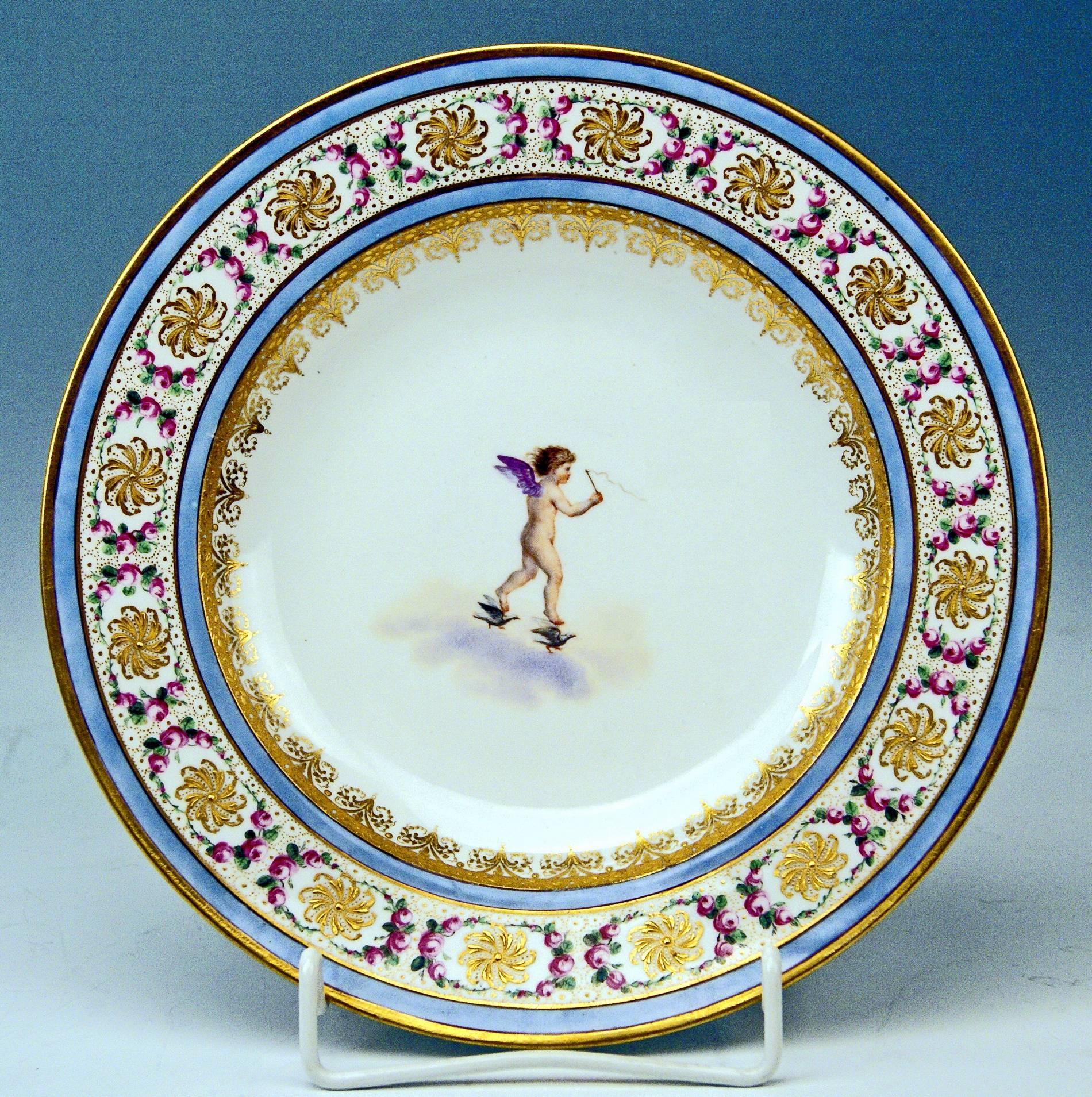 18th Century Plate Imperial Viennese Porcelain Winged Cherub Vintage, Dated 1798