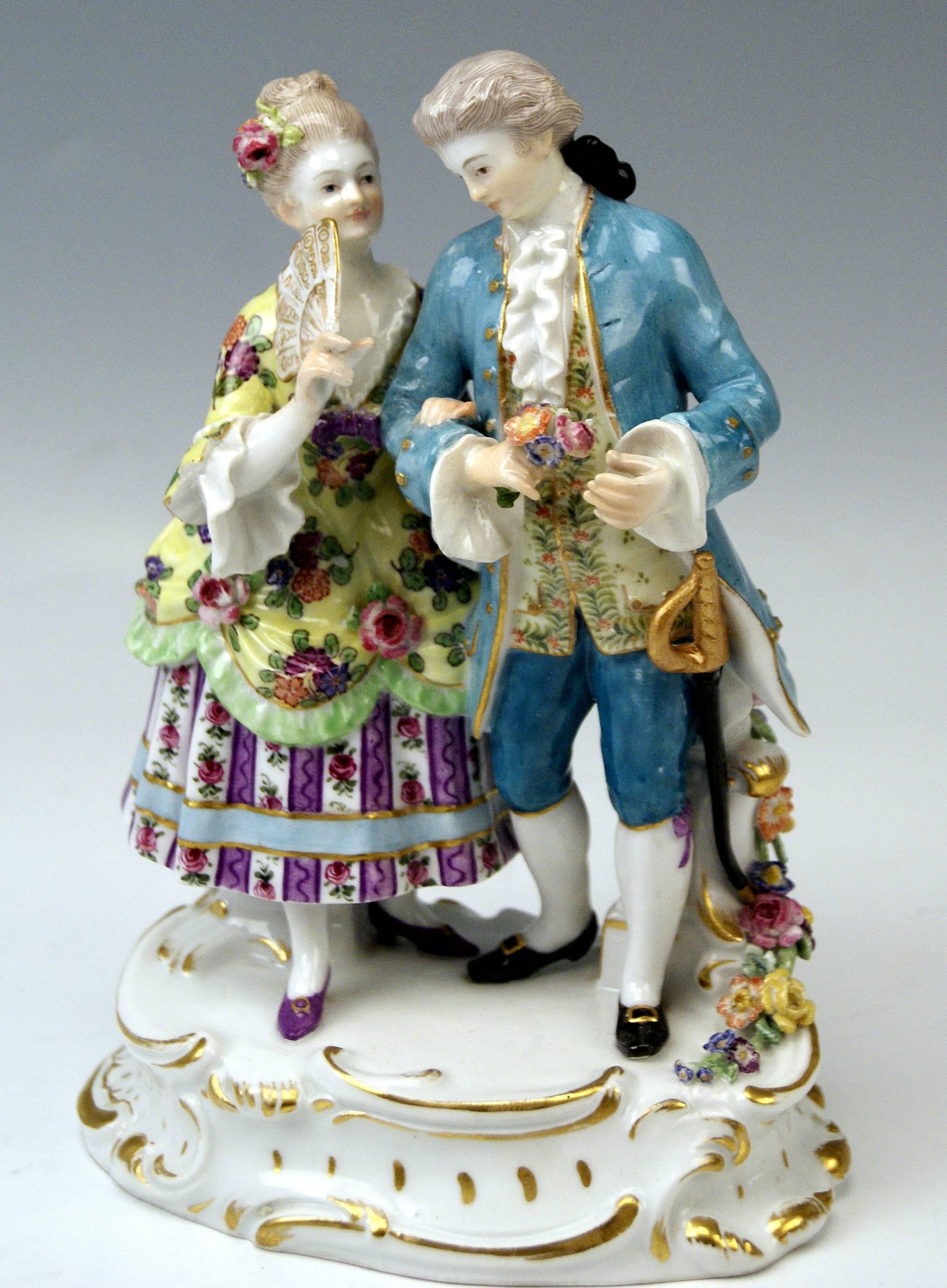 German Meissen Gallant Pair of Figurines by August Ringler Made circa 1920