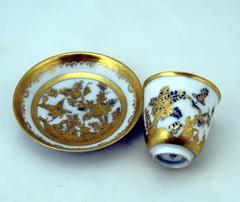 MEISSEN GOLDEN PAINTED CUP WITH SAUCER KOEPPCHEN BAROQUE PERIOD c. 1730