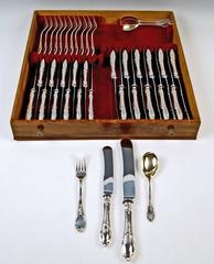Silver Flatware Cutlery for 12 Persons Bertsch Germany, circa 1890