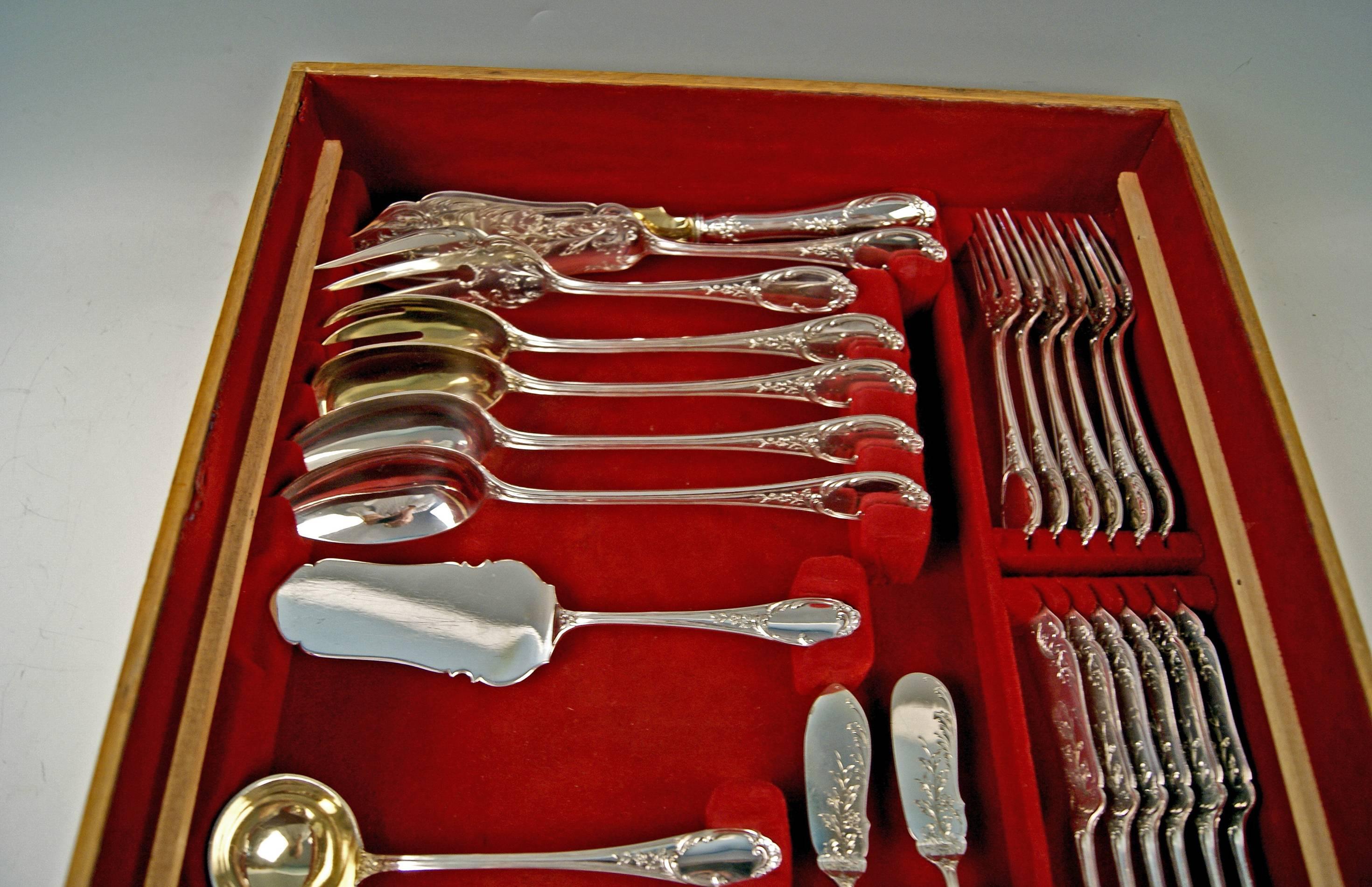 Silver Flatware Cutlery for 12 Persons Bertsch Germany, circa 1890 1