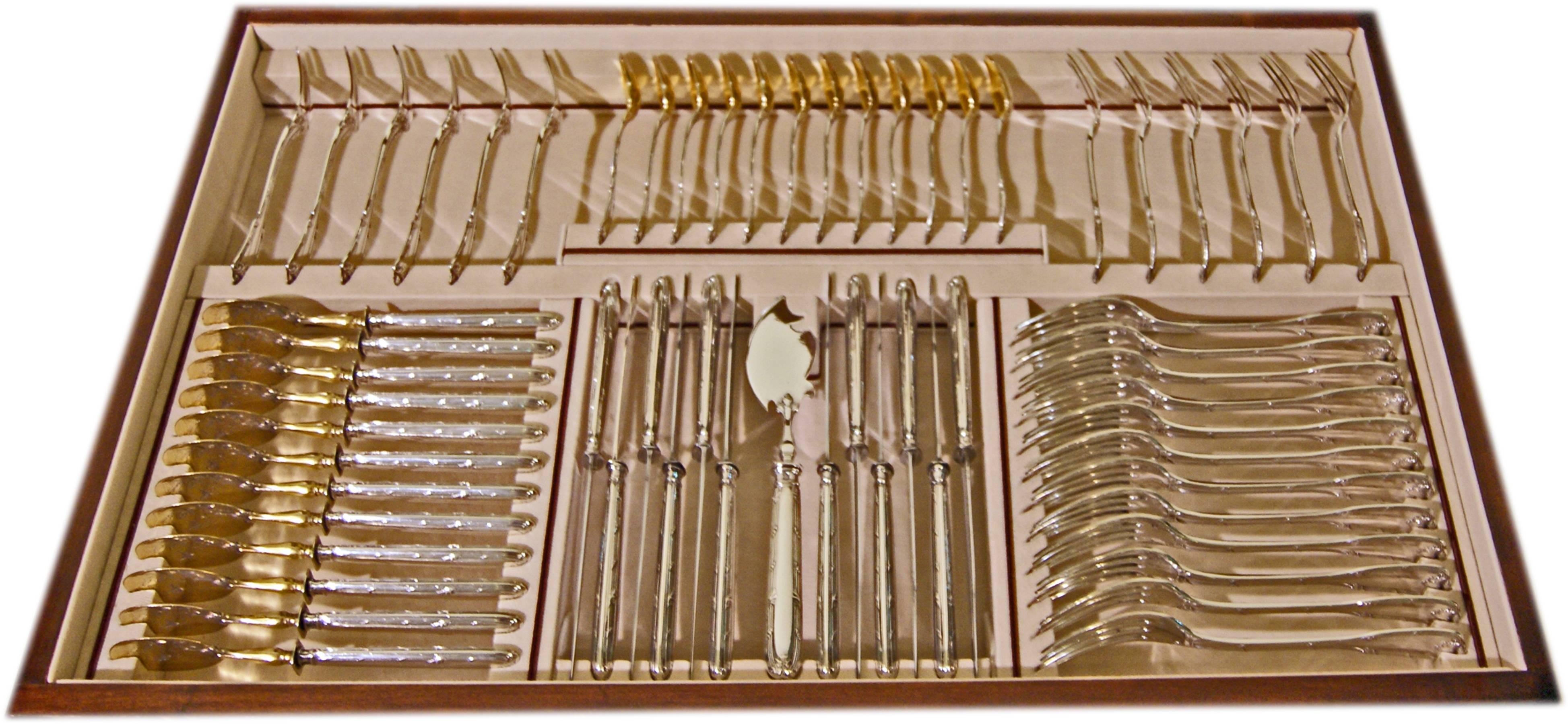 French SILVER FINEST 168-PIECE FLATWARE CUTLERY 24 PERSONS P.-F.QUEILLÉ FRANCE c.1900