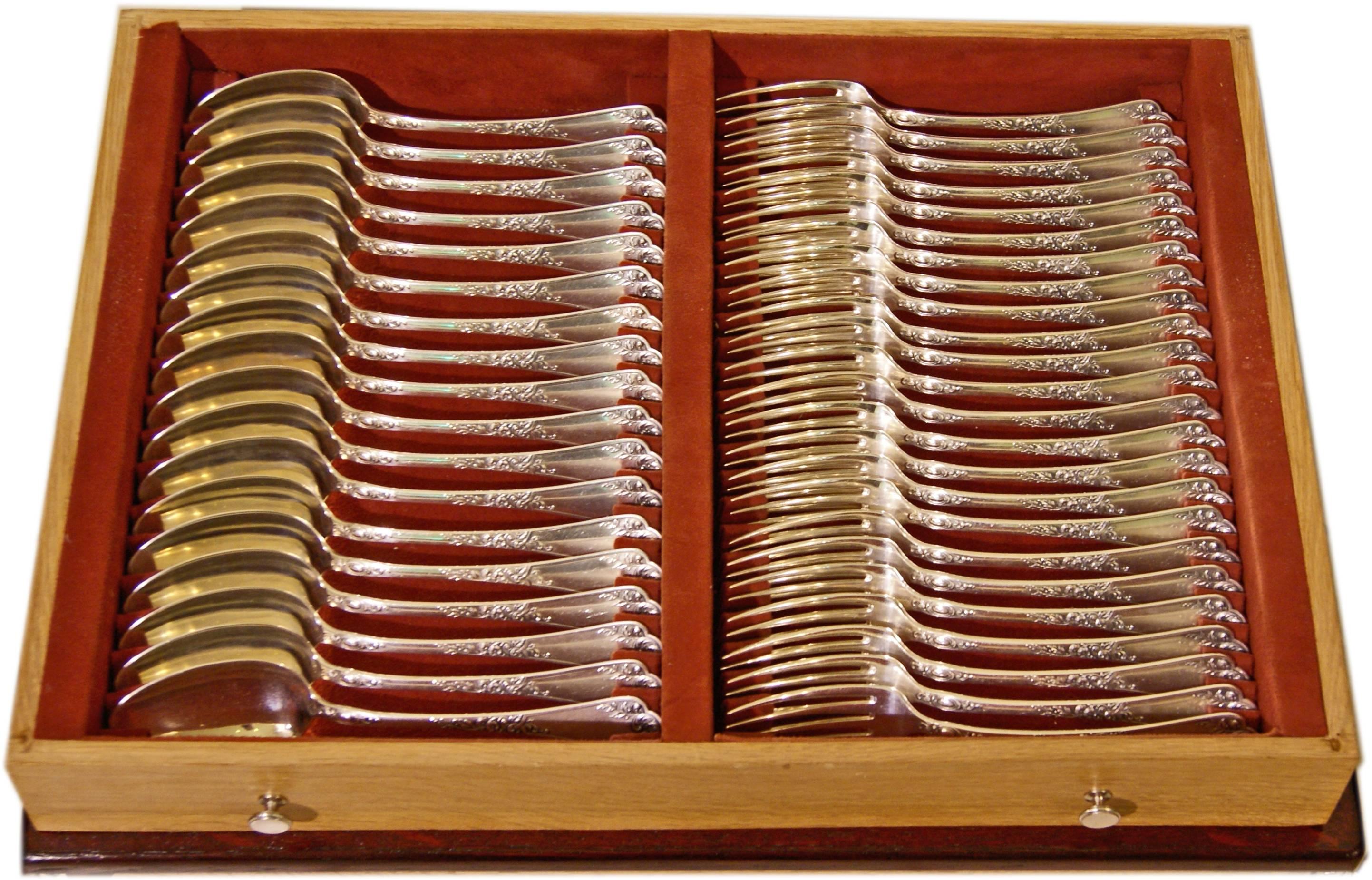Silver Baroque Style 190-Piece Flatware Cutlery 24 Pers. Koch & Bergfeld c.1900 In Excellent Condition In Vienna, AT