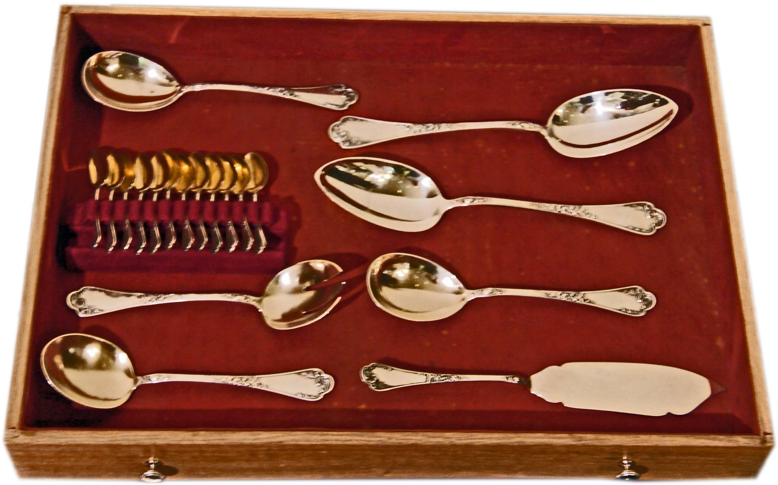 Silver Baroque Style 190-Piece Flatware Cutlery 24 Pers. Koch & Bergfeld c.1900 2