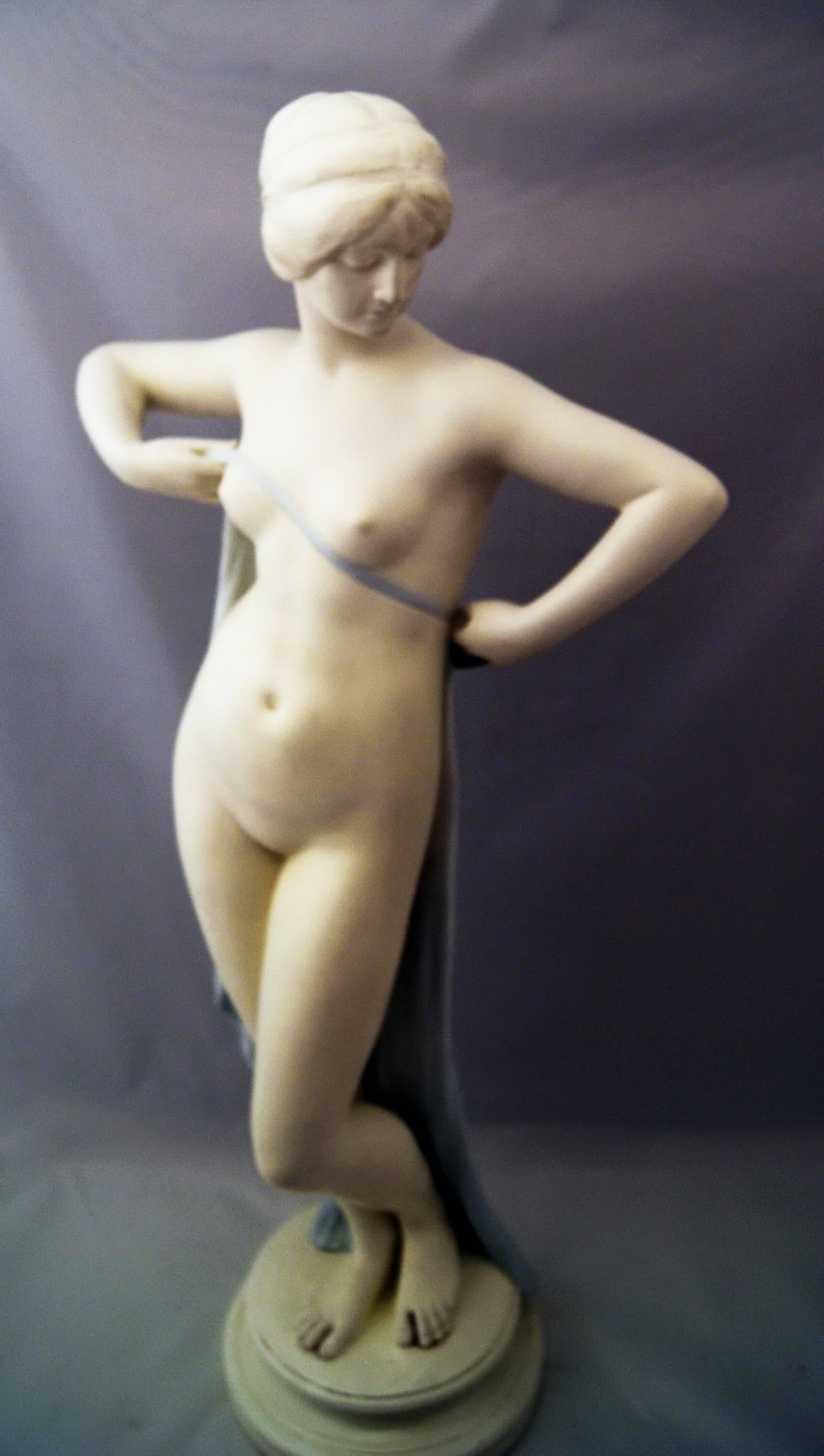 Archaistic Goldscheider Friedrich Vienna Unique Rarest Tall Lady Nude, circa 1900