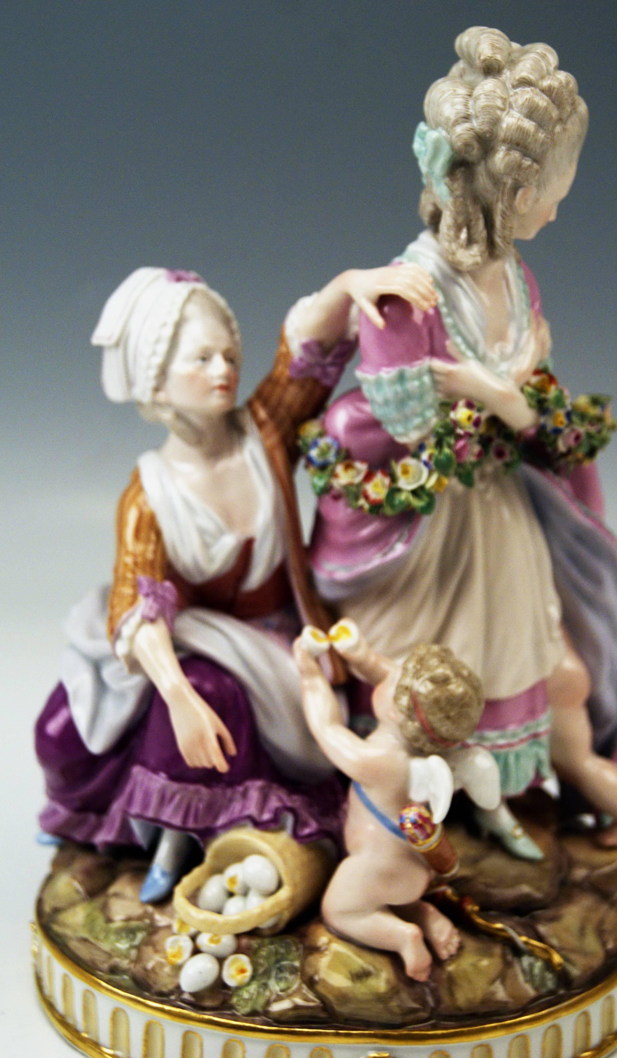 Meissen Tall Figurines Group, the Broken Eggs by Acier Model F65, circa 1870 In Excellent Condition In Vienna, AT
