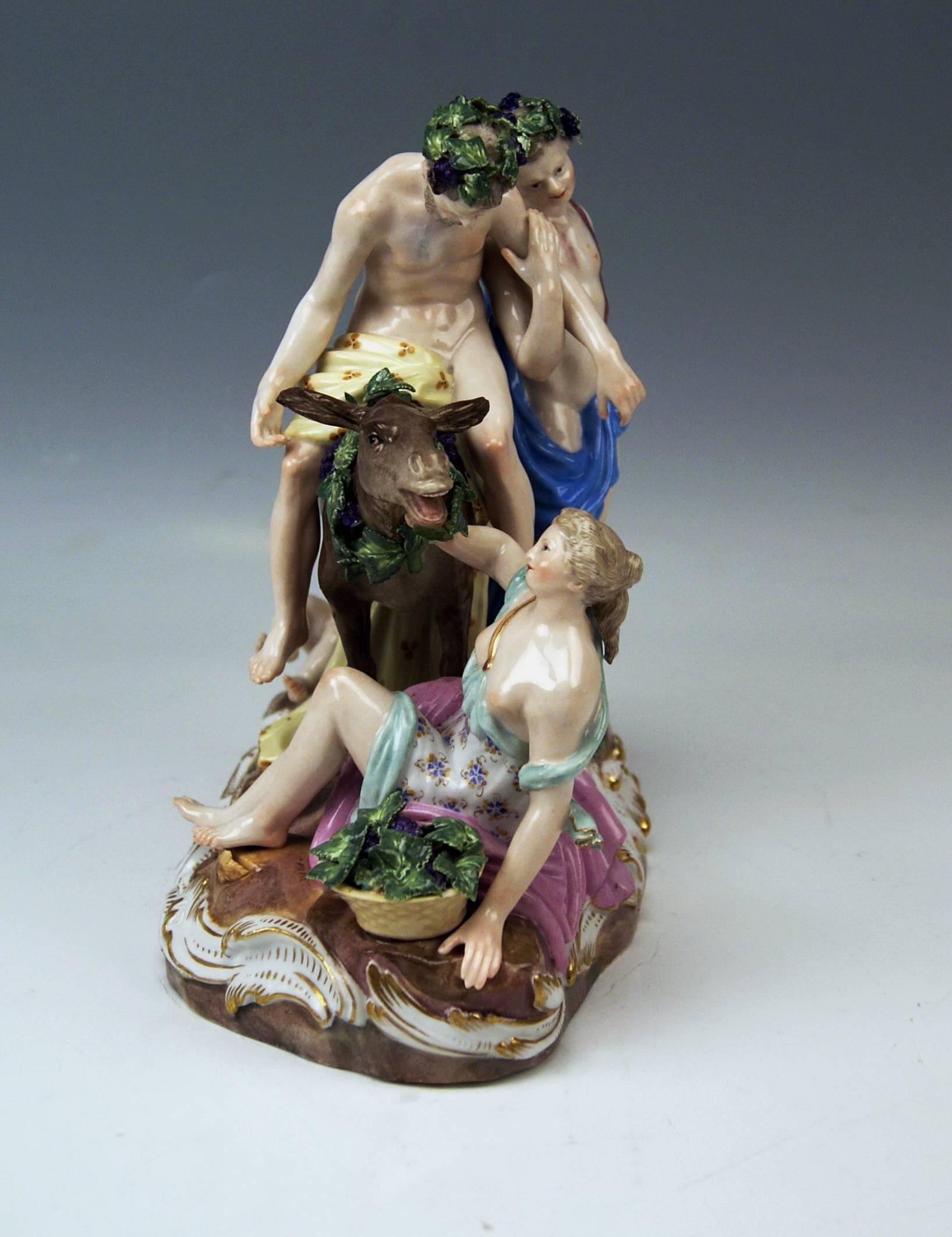 Rococo Meissen Nicest Figurines Group The Drunken Silen by Leuteritz Model 2724, c.1870