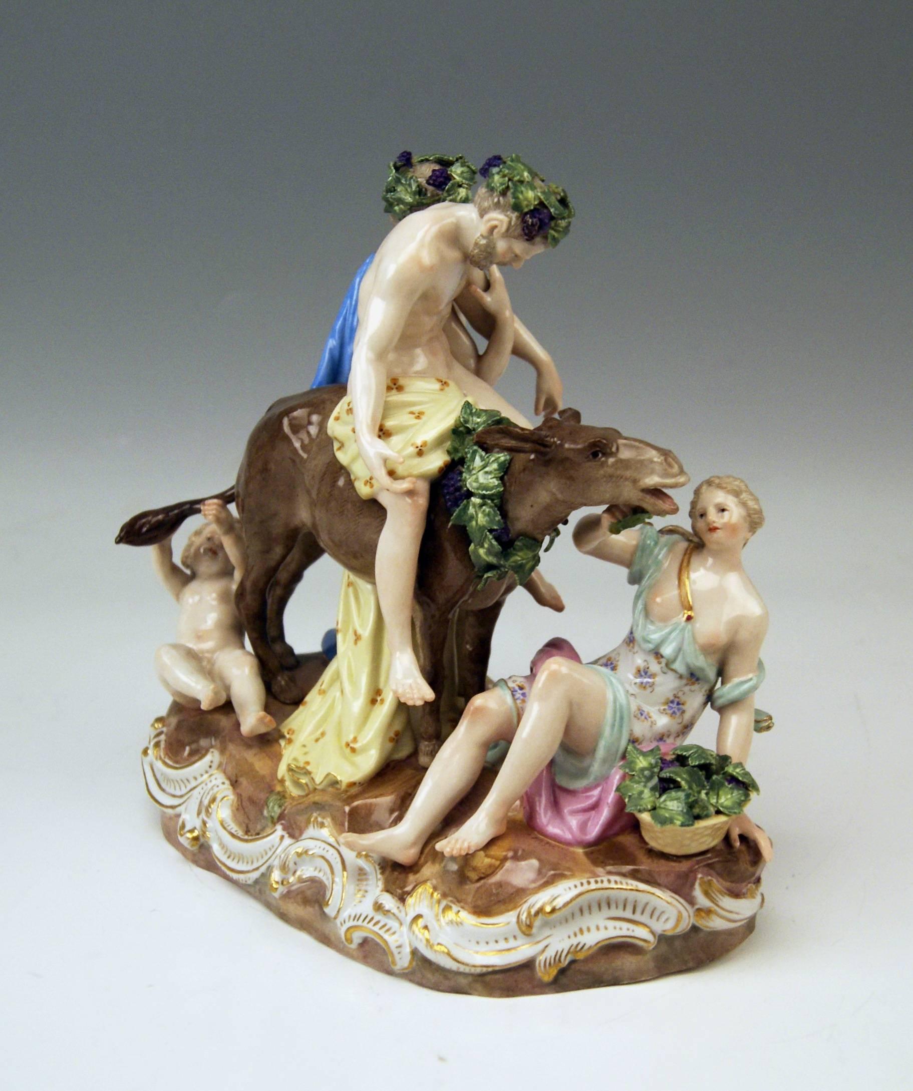 Meissen Nicest Figurines Group The Drunken Silen by Leuteritz Model 2724, c.1870 1