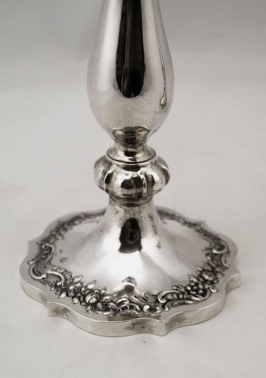 Silver 13 Lot Austrian Nicest Biedermeier Pair of Candlesticks, Vienna Made 1846 For Sale 2