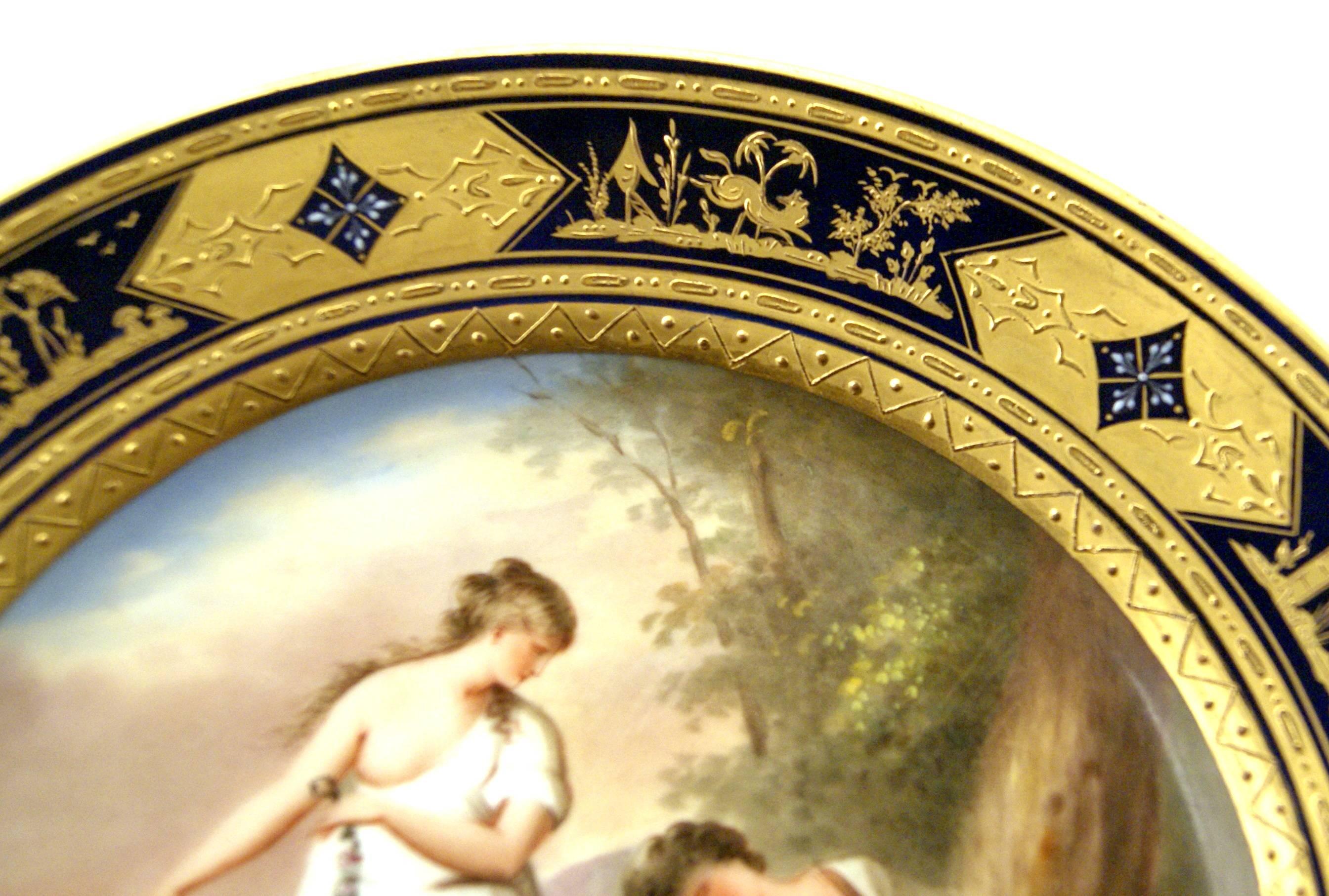 Romantic Stunning Royal Vienna Porcelain Plate Mars and Venus, circa 1880