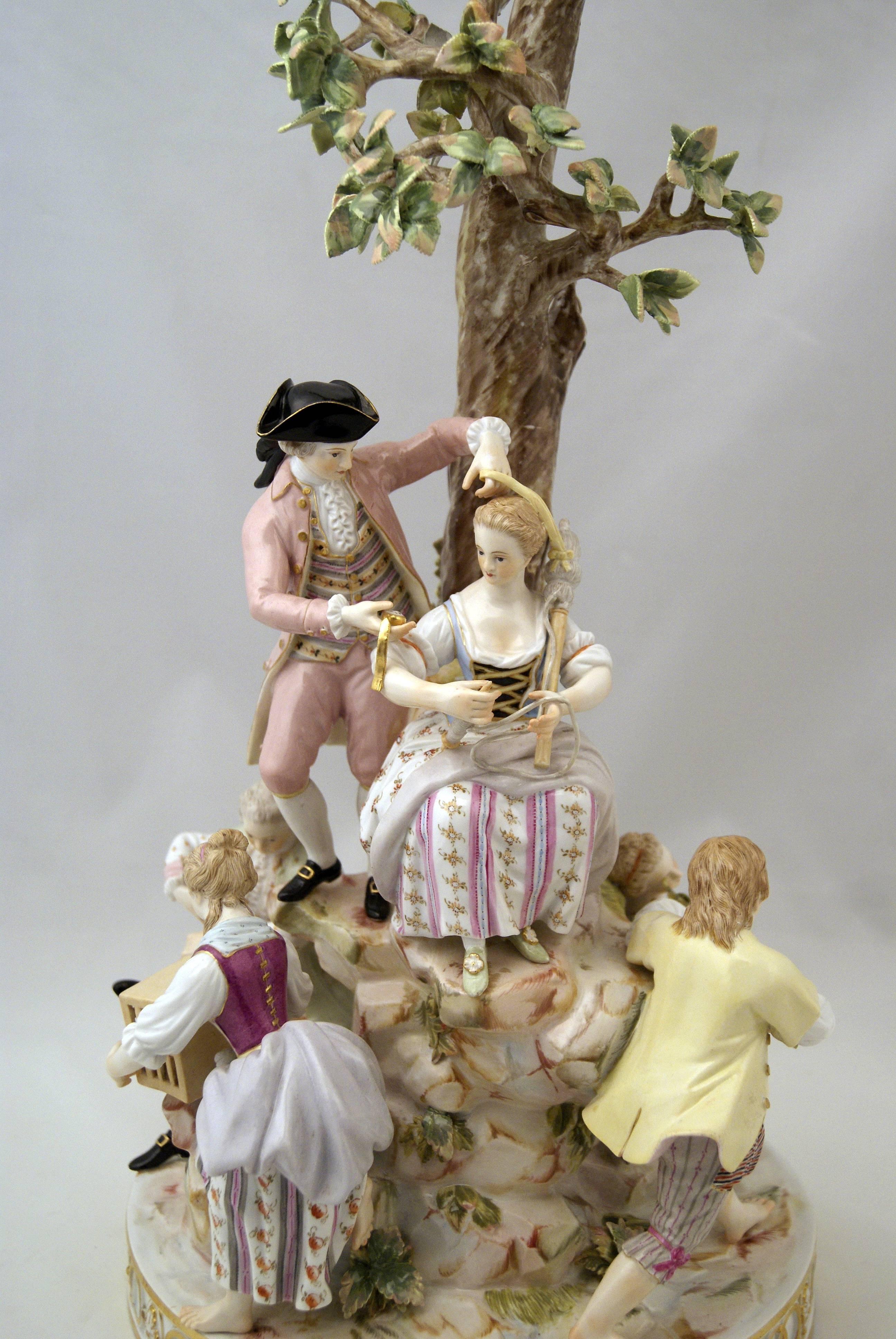 Six jardiniers de Meissen, grand arbre d'Acier, circa 1870 Excellent état - En vente à Vienna, AT