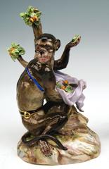 Pair Meissen Nicest Monkey Figurines by Kaendler Models 1464 and 1469, circa 1850