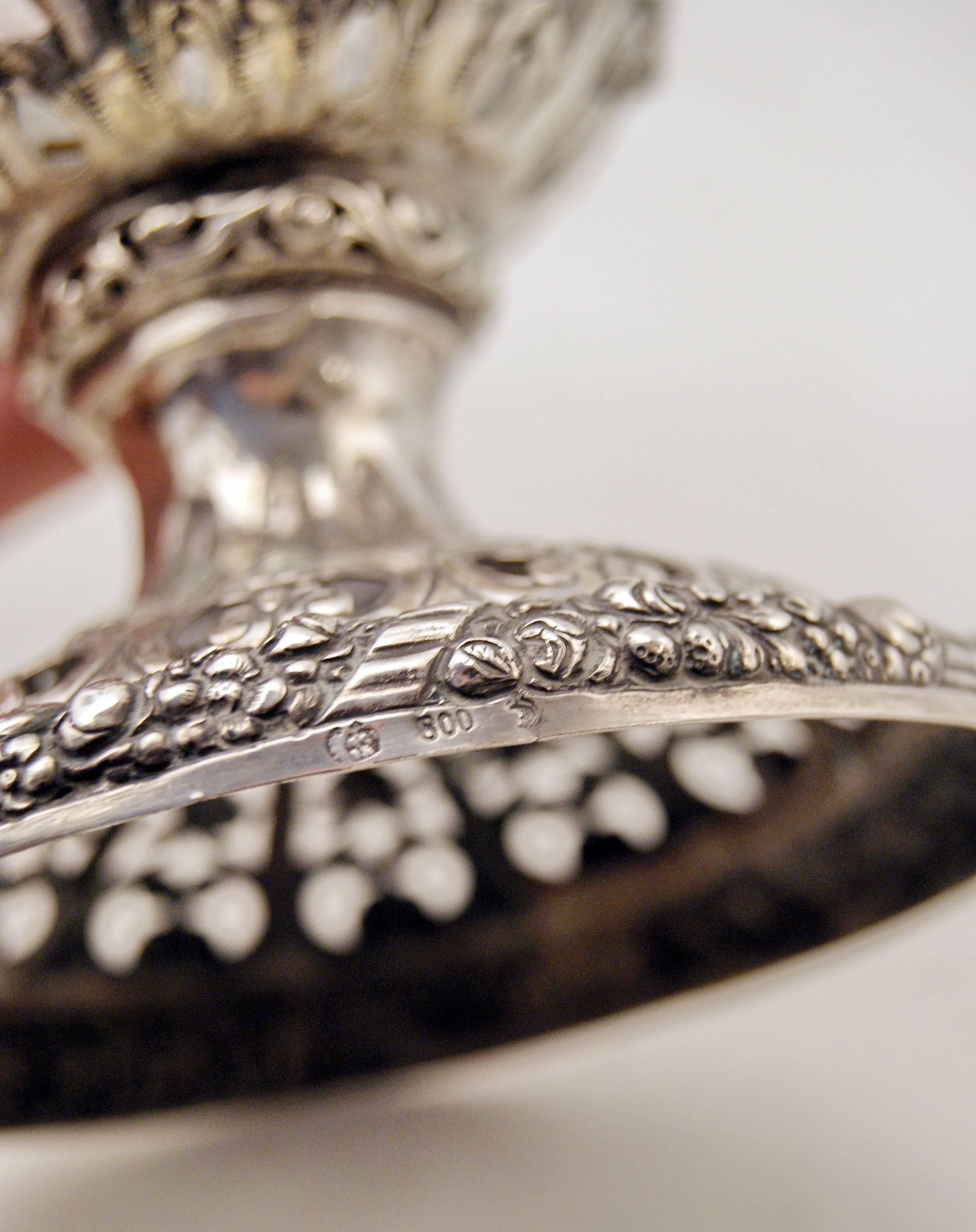 German Lidded Glass Goblet Silver Mountings Schleissner Hanau, circle 1880-90 4