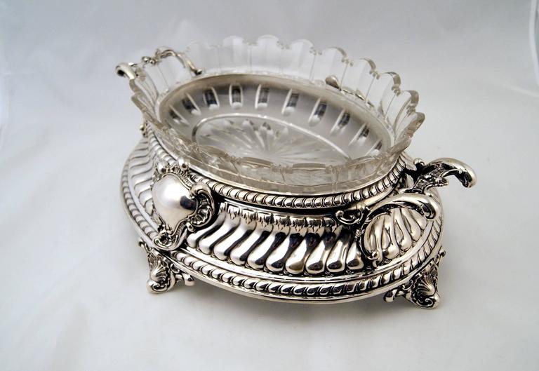 Silver Nouveau German Flower Bowl Glass Liner Koch & Bergfeld Bremen, circa 1890 In Excellent Condition For Sale In Vienna, AT