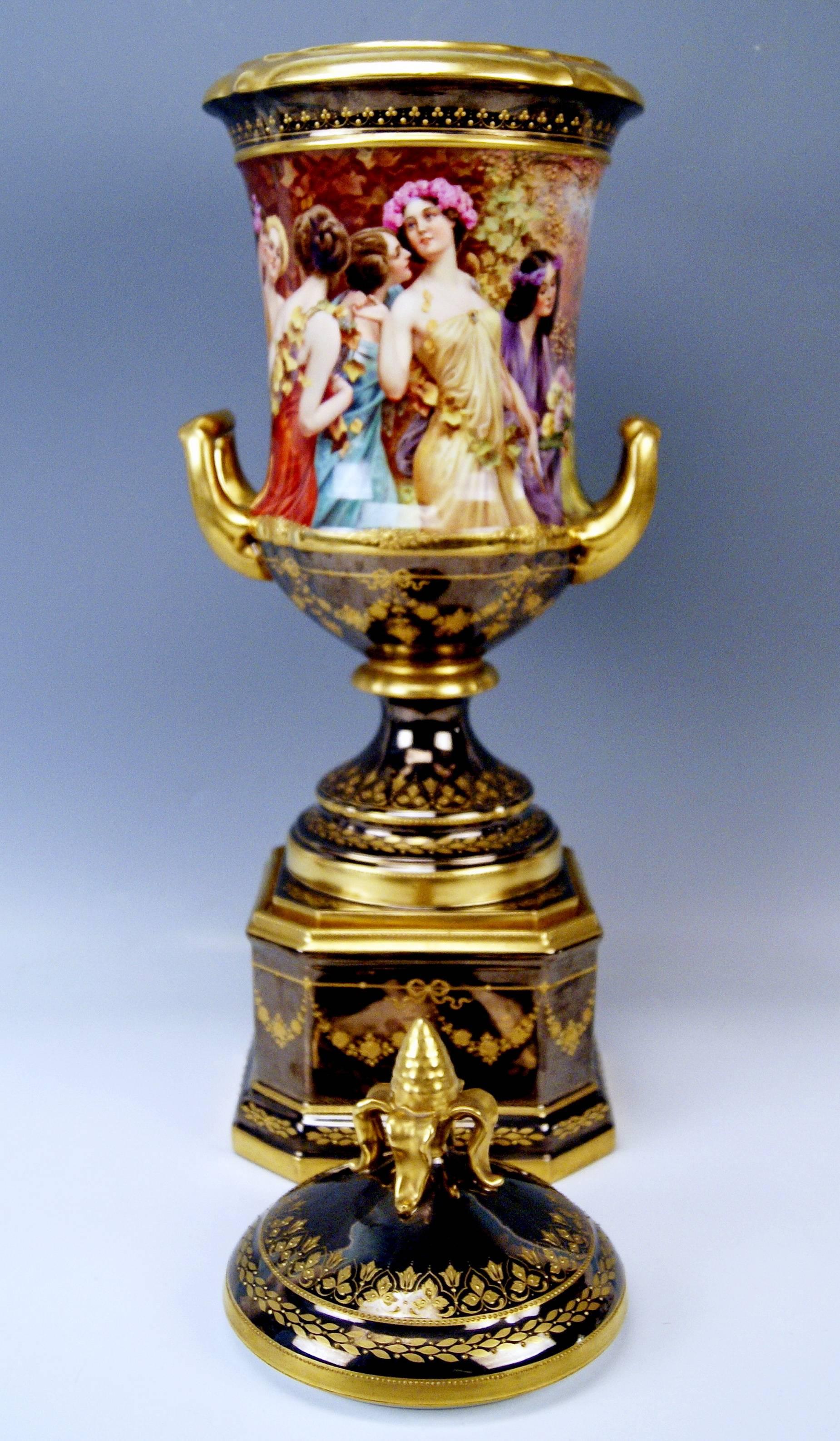 Glazed Hutschenreuther Huge Vase Germany Dresden, Height: 26 Inches, ca: 1920