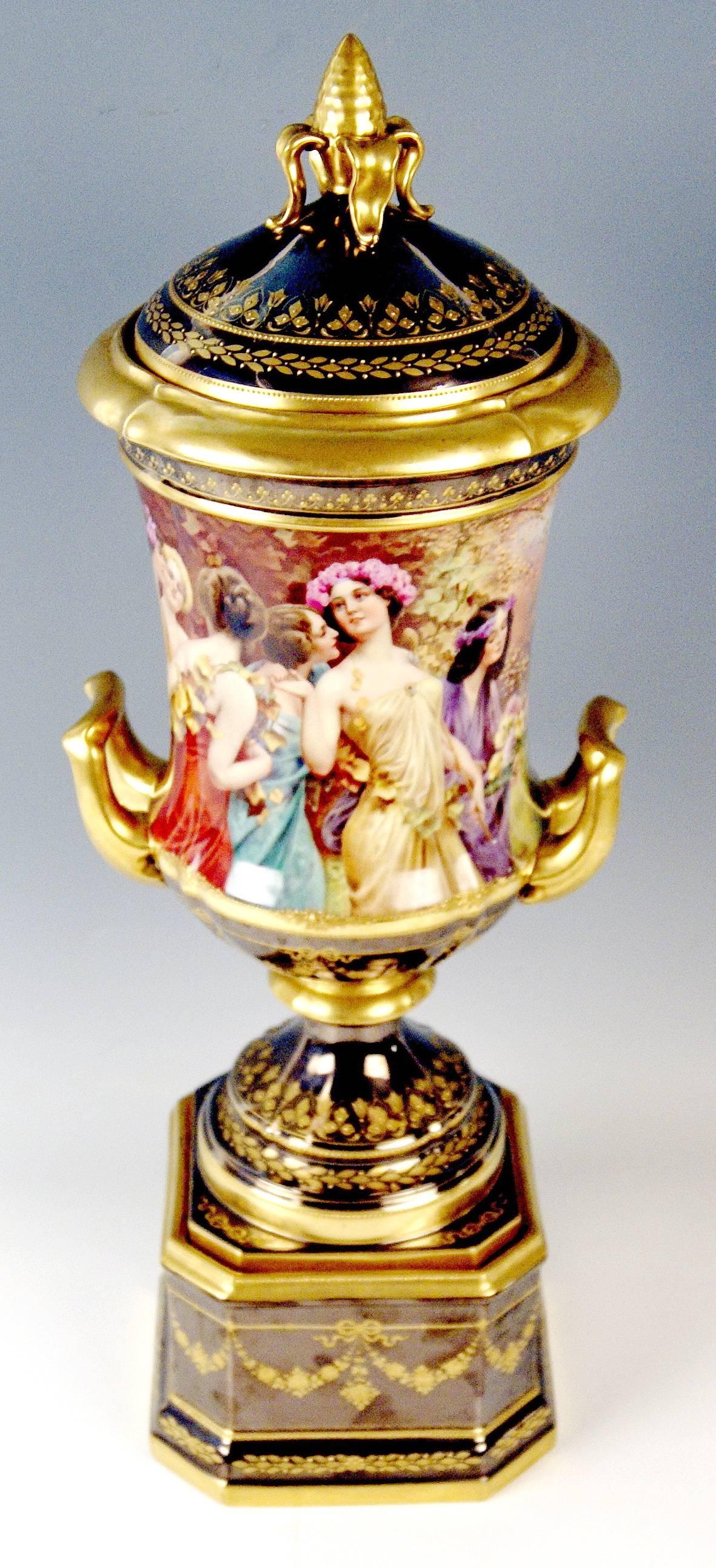 Early 20th Century Hutschenreuther Huge Vase Germany Dresden, Height: 26 Inches, ca: 1920 