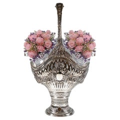 Large Art Nouveau Silver Handle Basket With Glass Insert, Jean Schlingloff, 1910