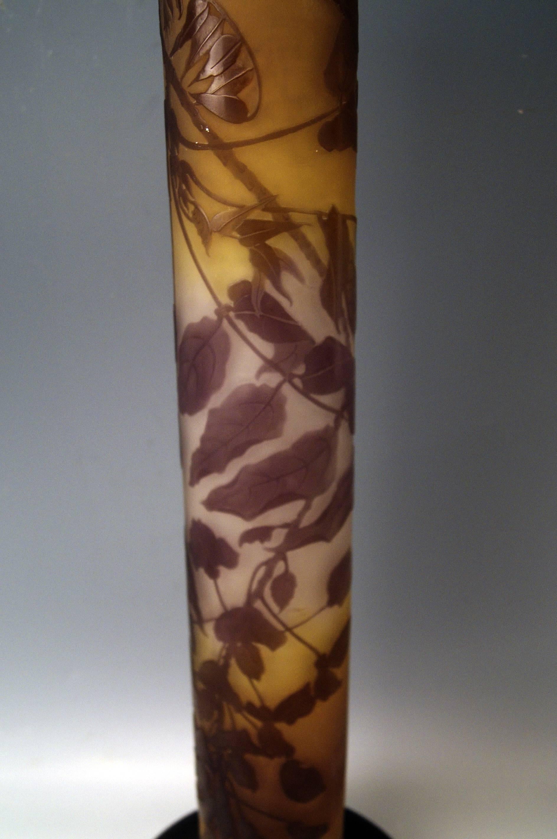 Galle Nancy Huge Art Nouveau Stalky Vase Wysteria, ca 1904, Height:29.33 inches In Good Condition In Vienna, AT