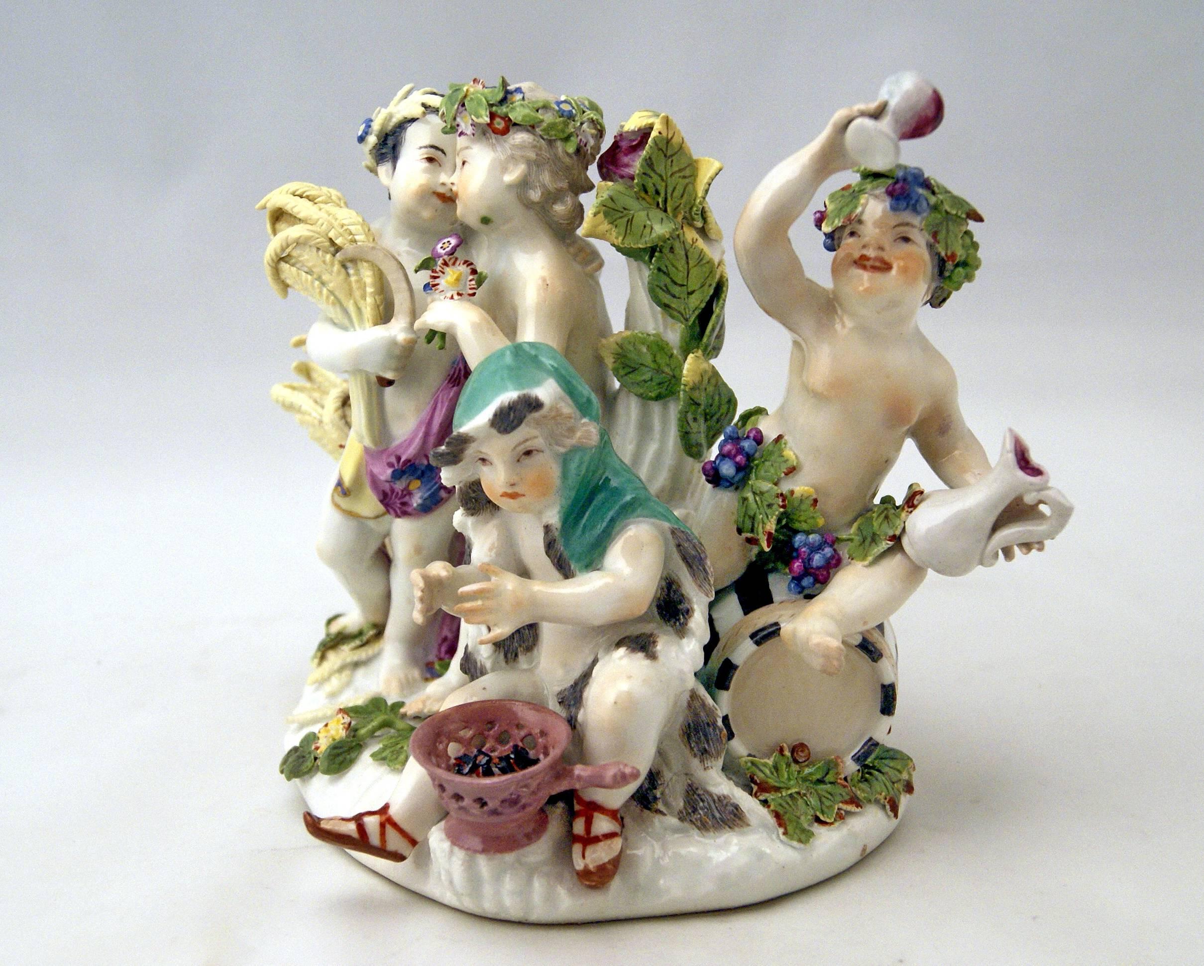 Rococo Superbe groupe de figurines de Meissen « les chérubins des quatre saisons » par Kaendler, vers 1755-60 en vente