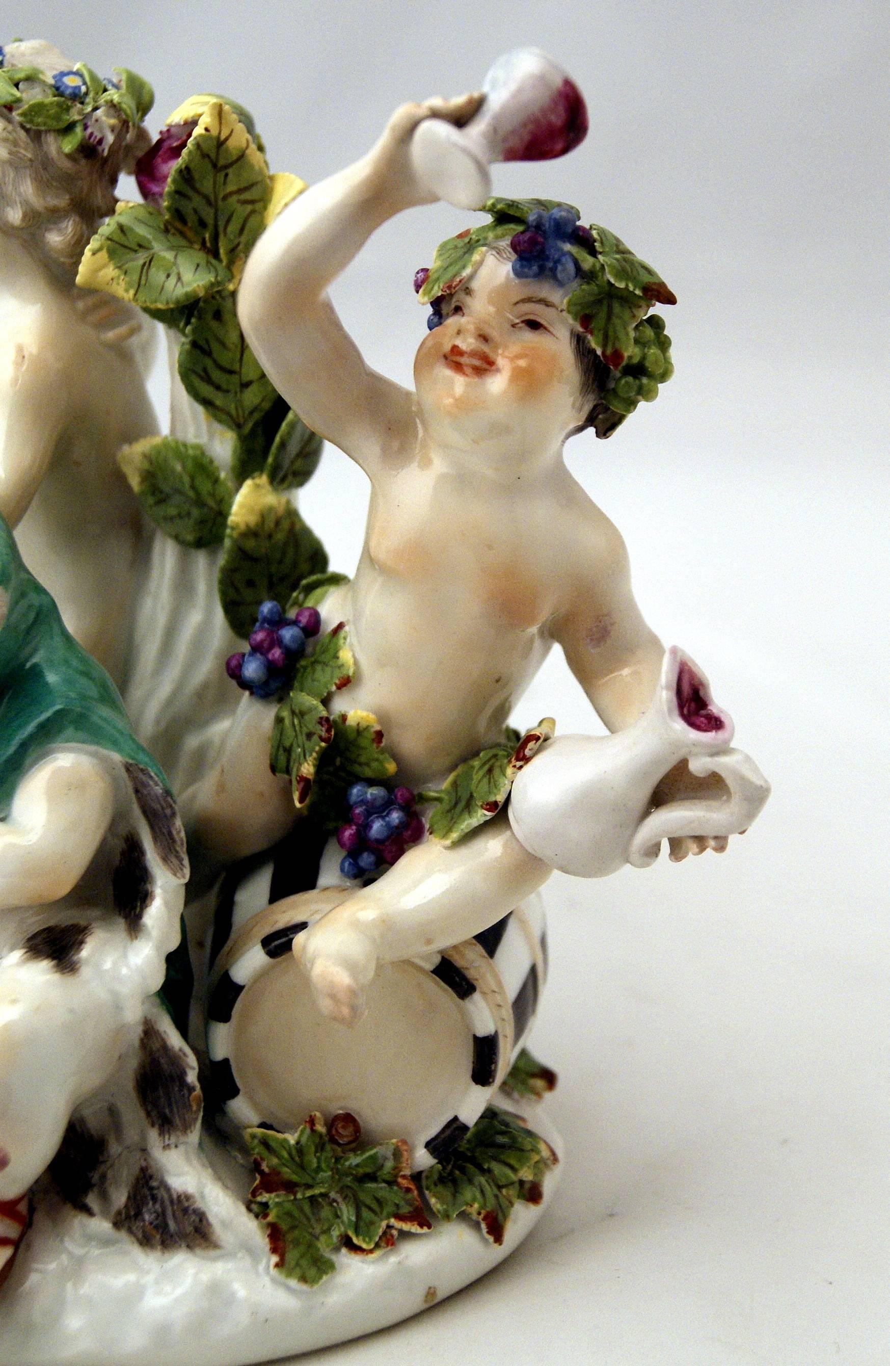 XVIIIe siècle Superbe groupe de figurines de Meissen « les chérubins des quatre saisons » par Kaendler, vers 1755-60 en vente