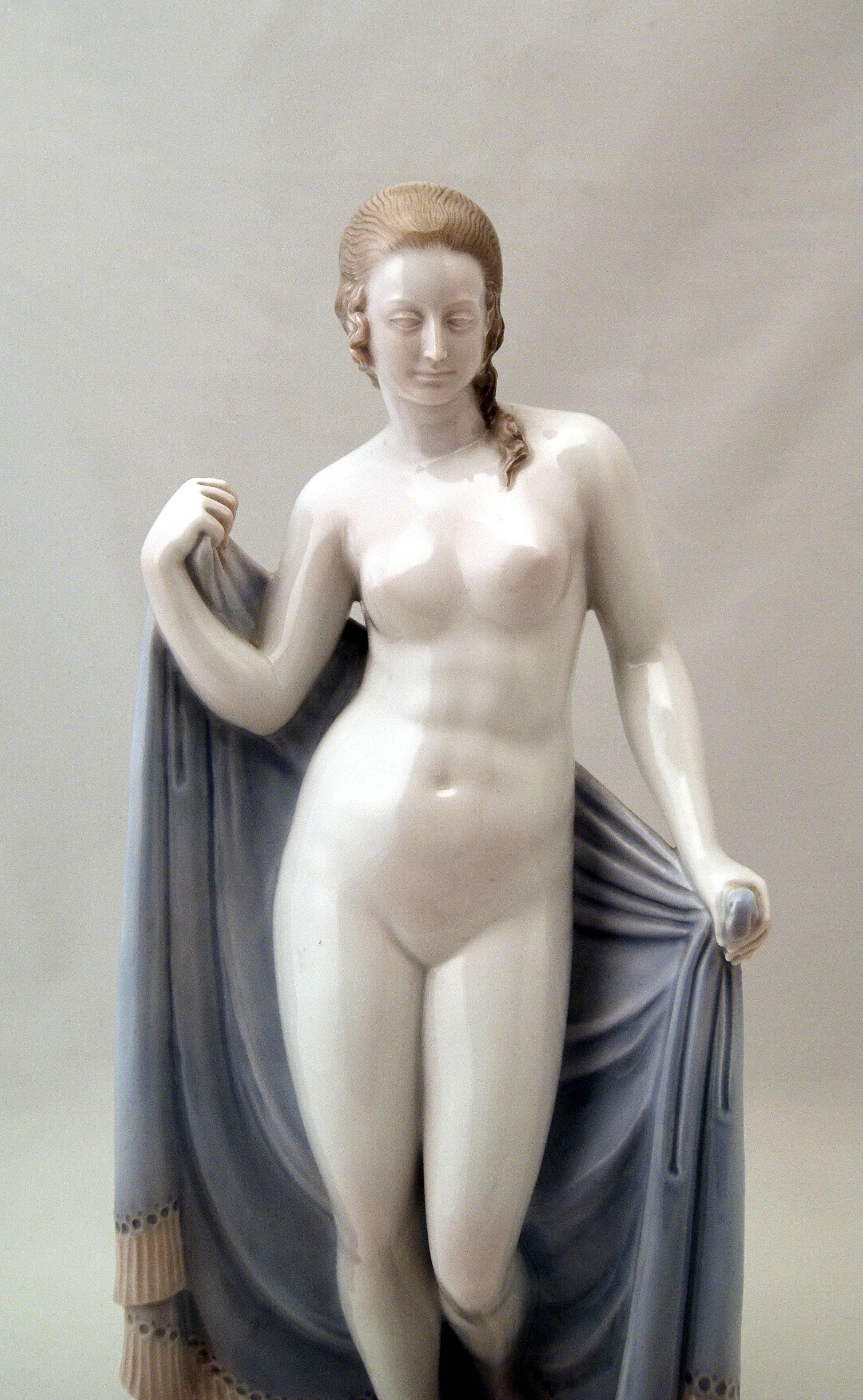 Painted Rosenthal Germany Rare Lady Nude by Wilhelm Von Heider, circa 1926