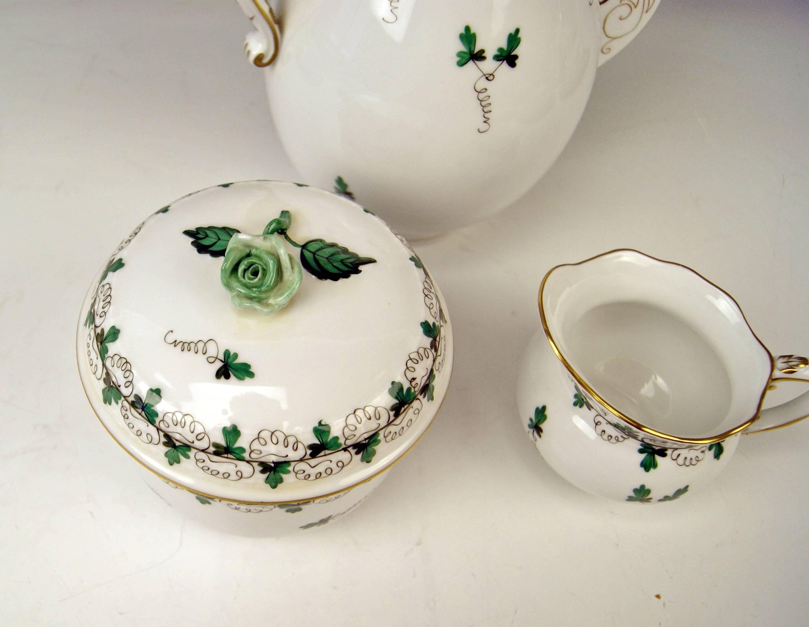 Hungarian Herend Coffee Set for Six Persons Decor Persil, circa 1960