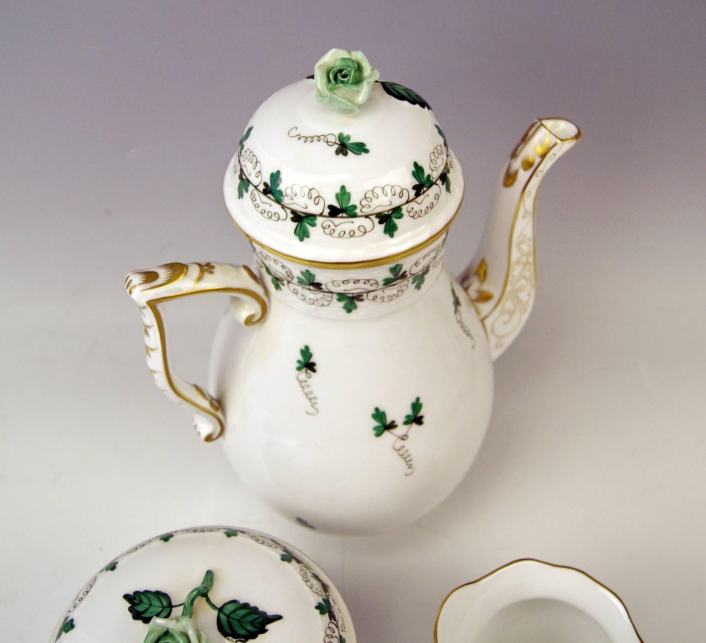 Painted Herend Coffee Set for Six Persons Decor Persil, circa 1960