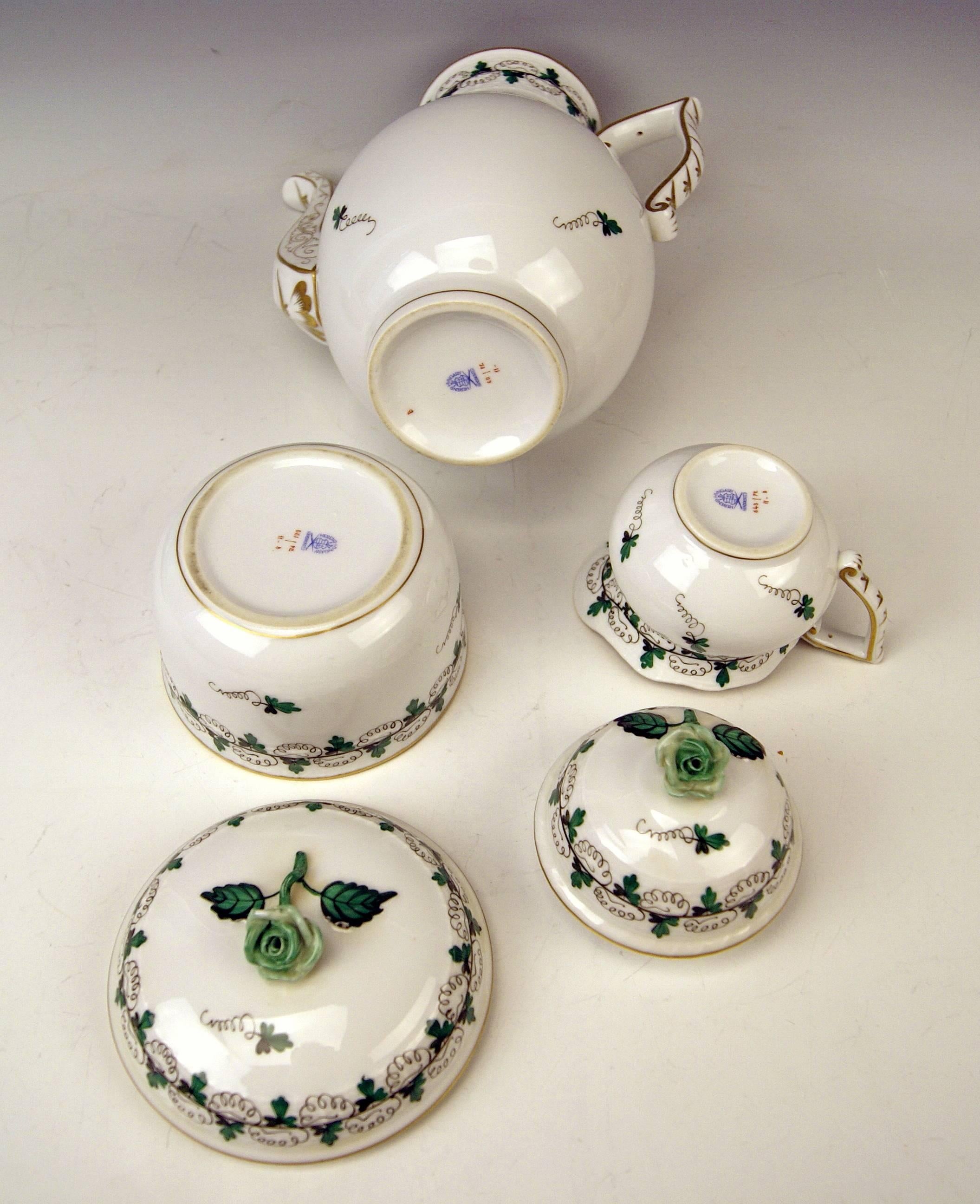 Herend Coffee Set for Six Persons Decor Persil, circa 1960 In Excellent Condition In Vienna, AT