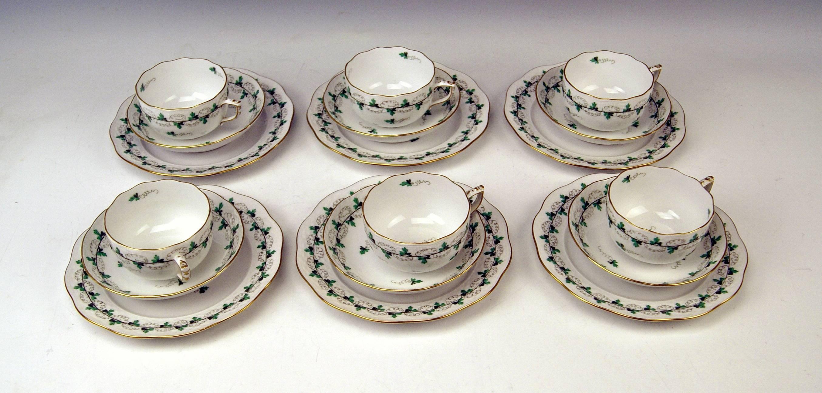 20th Century Herend Coffee Set for Six Persons Decor Persil, circa 1960