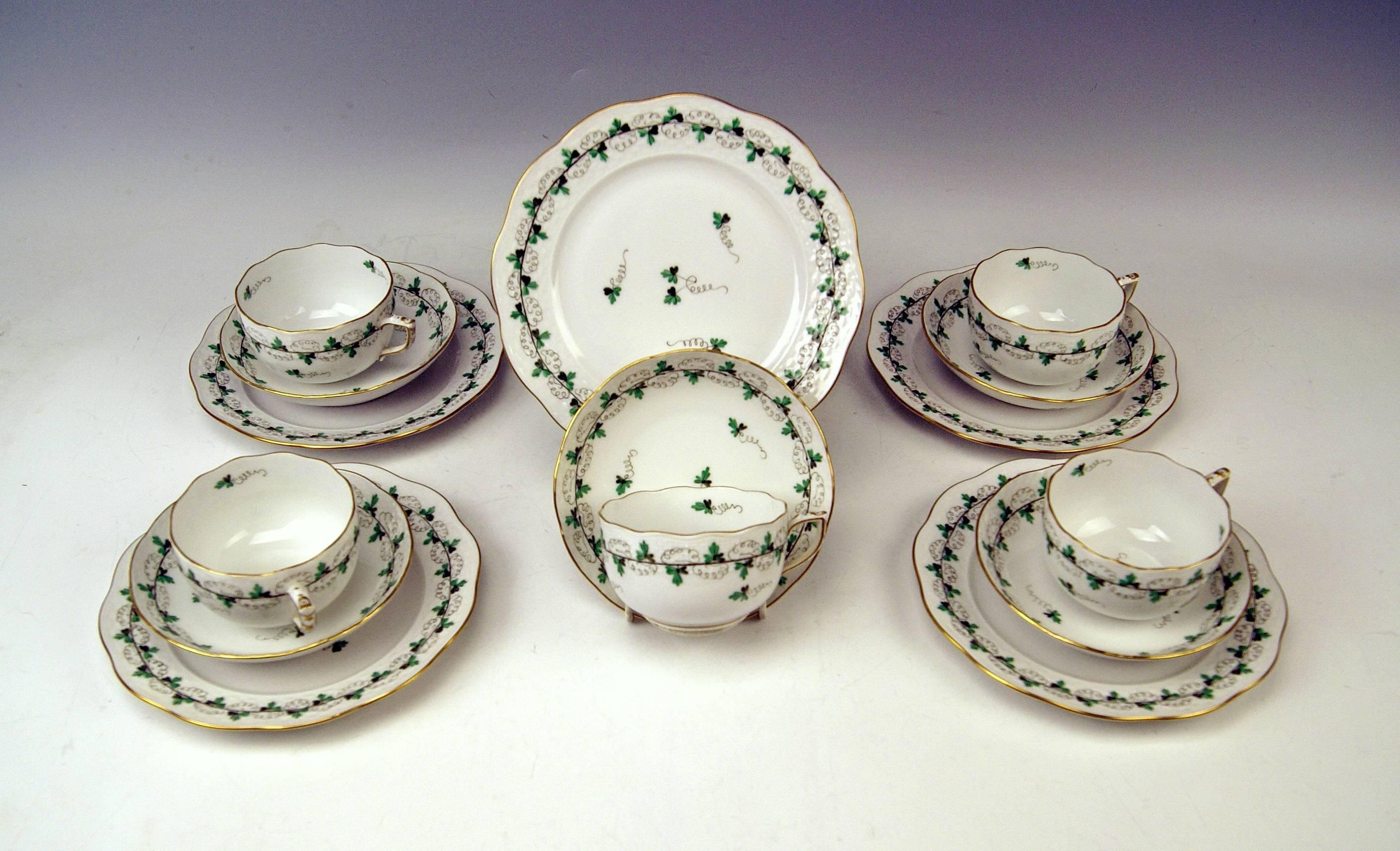 Porcelain Herend Coffee Set for Six Persons Decor Persil, circa 1960