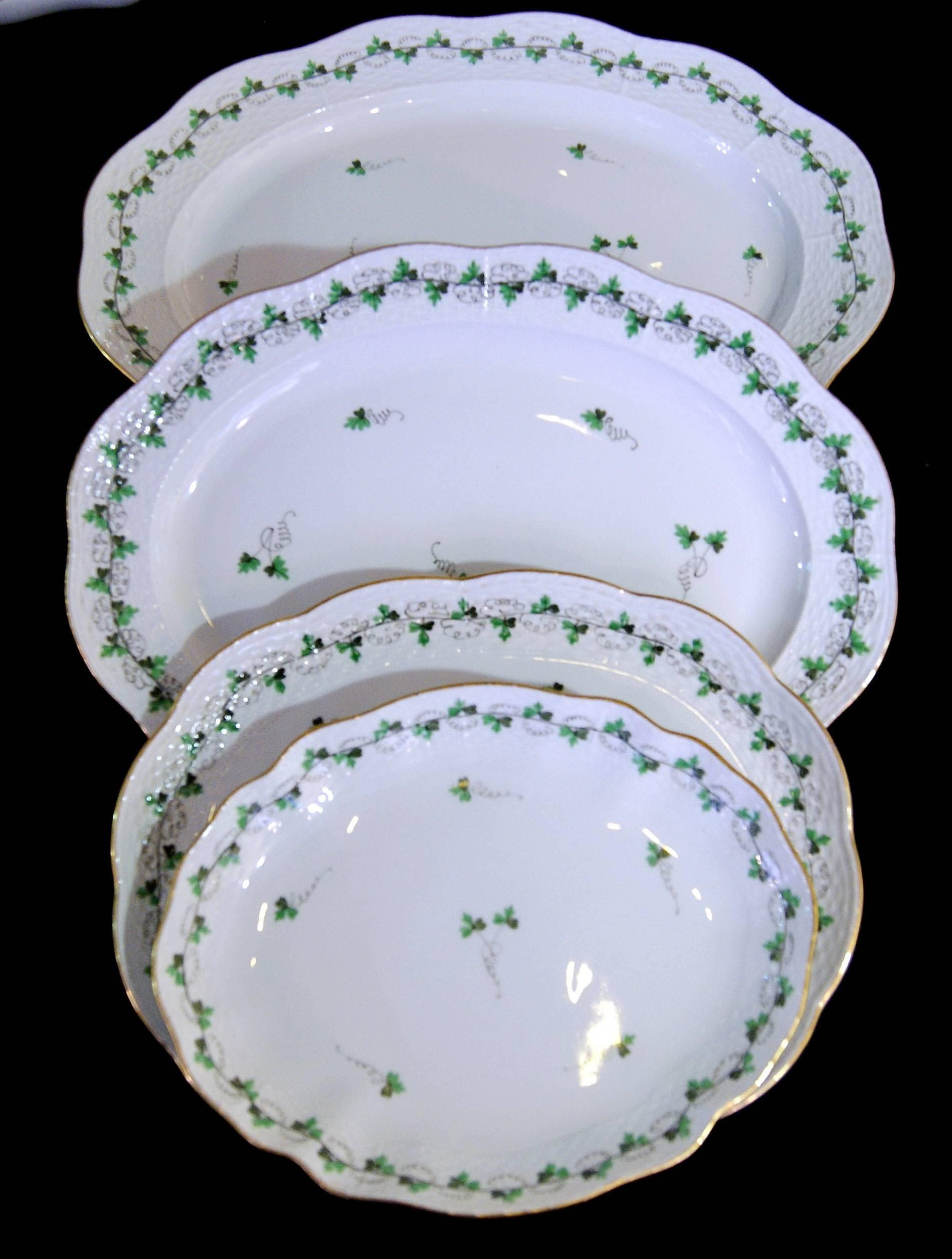 Hungarian Herend Dinner Set for 12 Persons Decor Persil, circa 1960