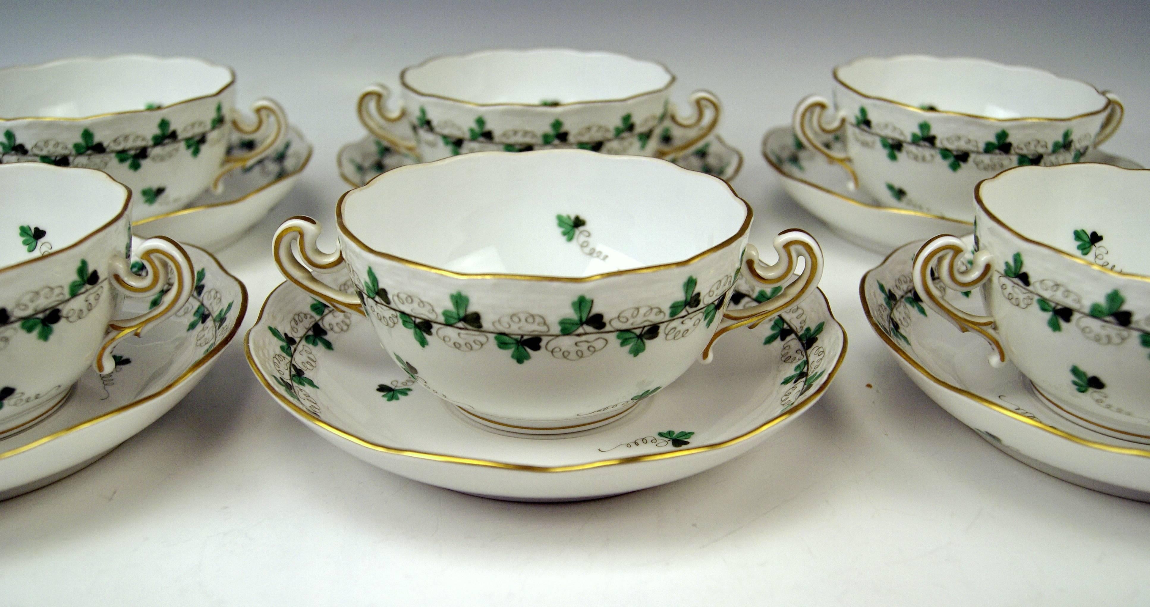 Other Herend Soup Bowls for Six Persons Decor Persil, circa 1960 For Sale