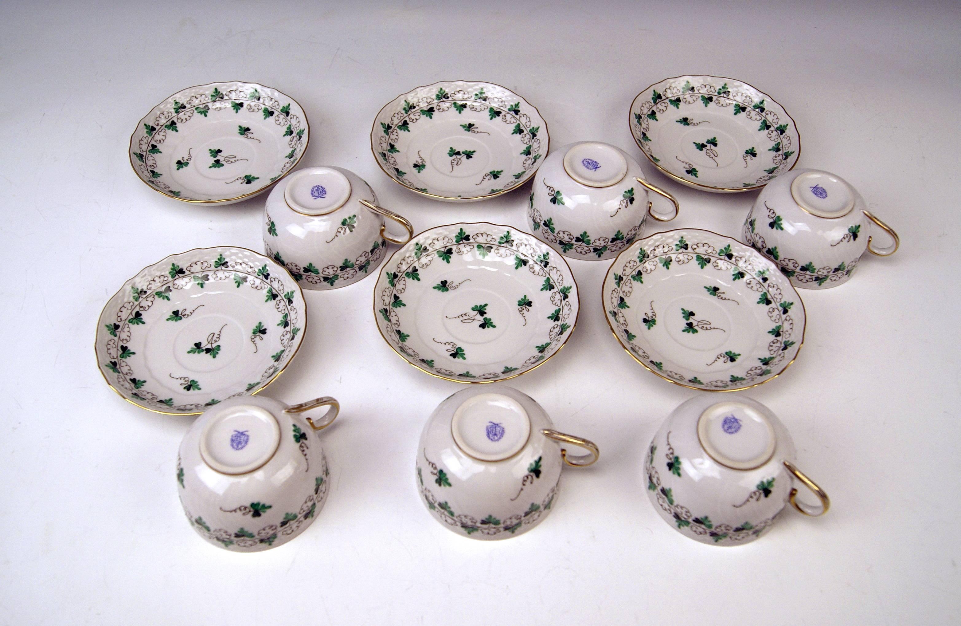 Painted Herend Tea Set for Six Persons Decor Persil, circa 1960