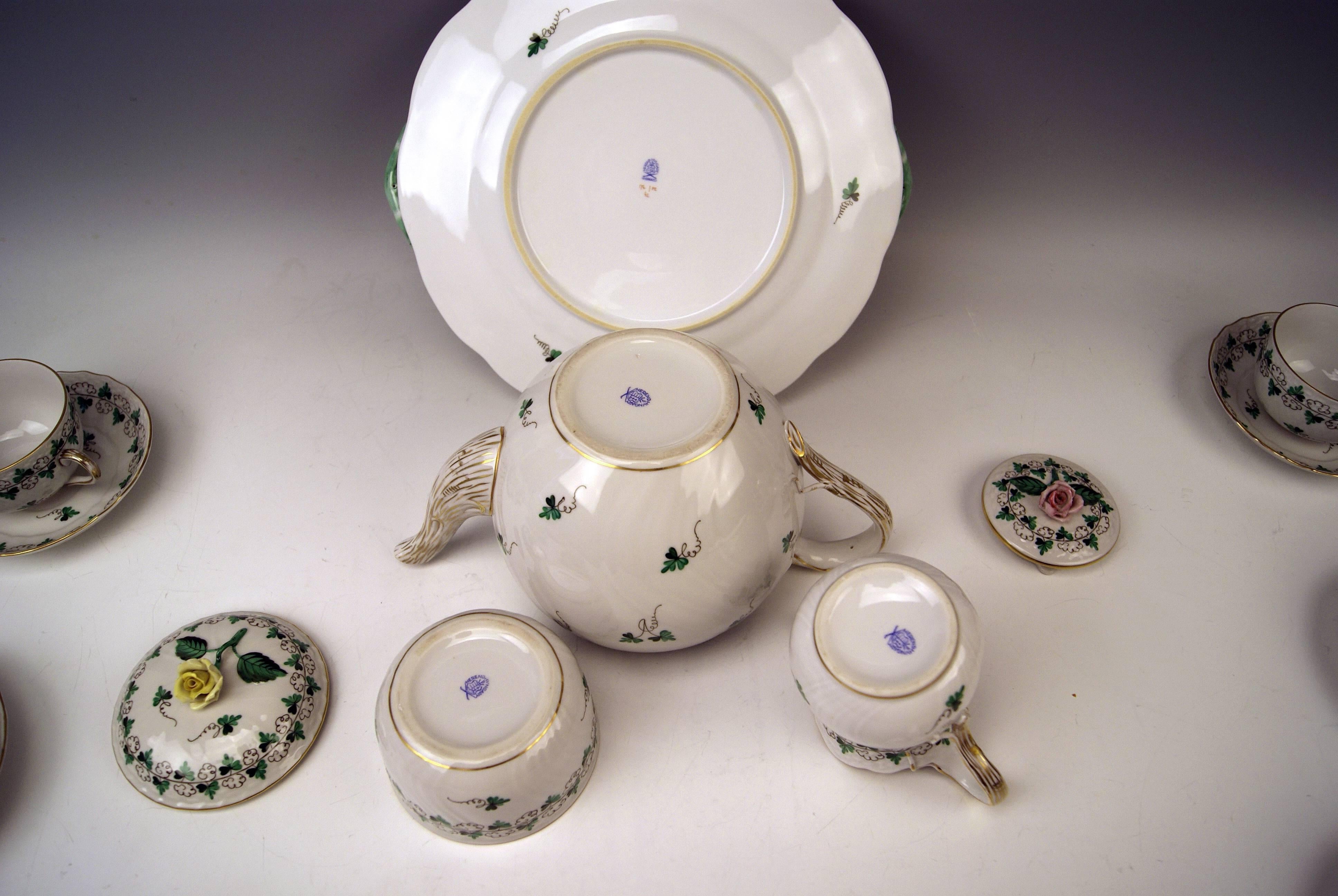 20th Century Herend Tea Set for Six Persons Decor Persil, circa 1960