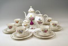 Augarten Vienna Coffee Set Six Persons Decor Blumenbouquet Form Mozart