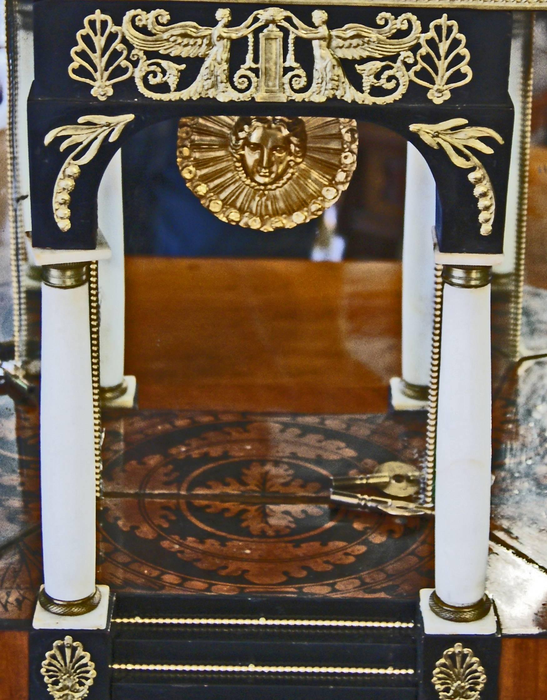 Vienna Empire Mantel Table Clock Wooden Chest, circa 1815 1
