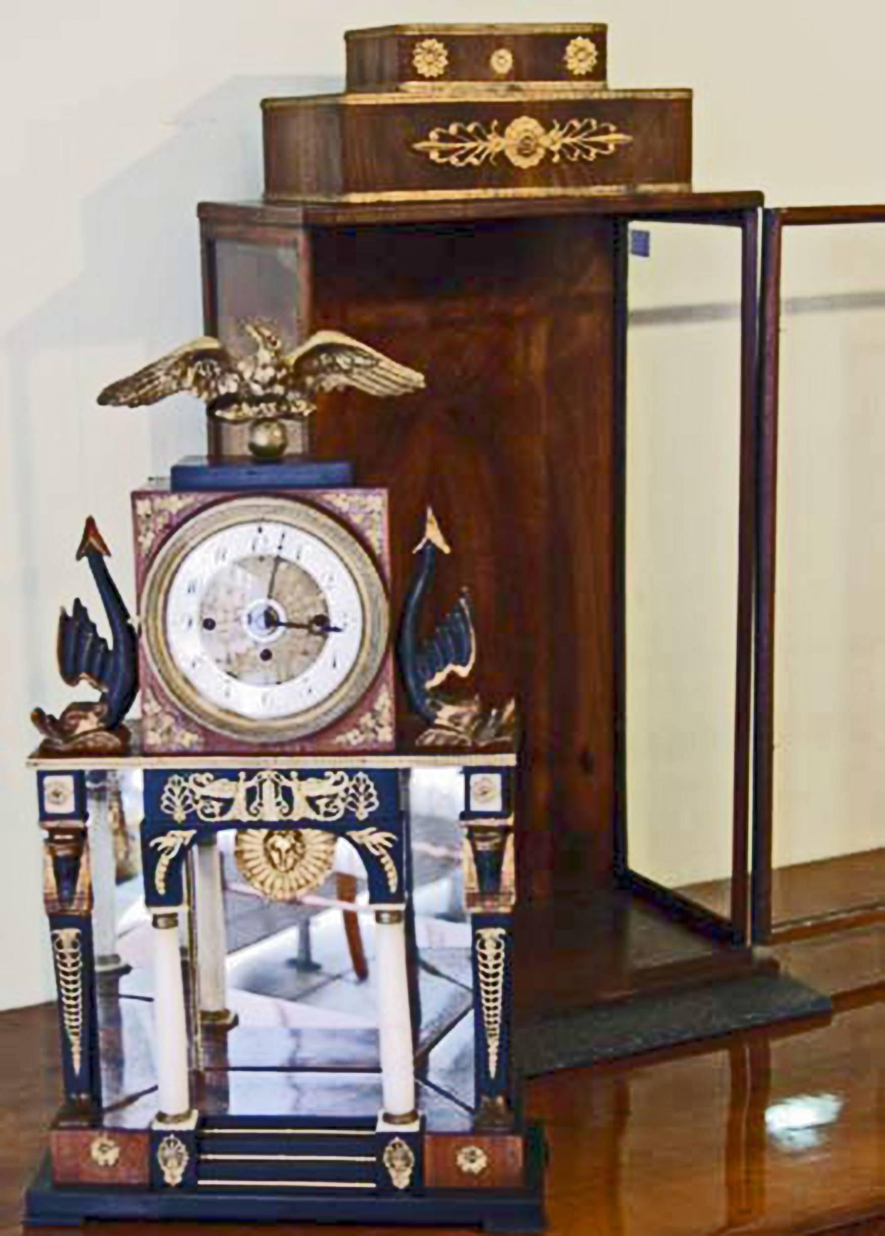 Vienna Empire Mantel Table Clock Wooden Chest, circa 1815 4