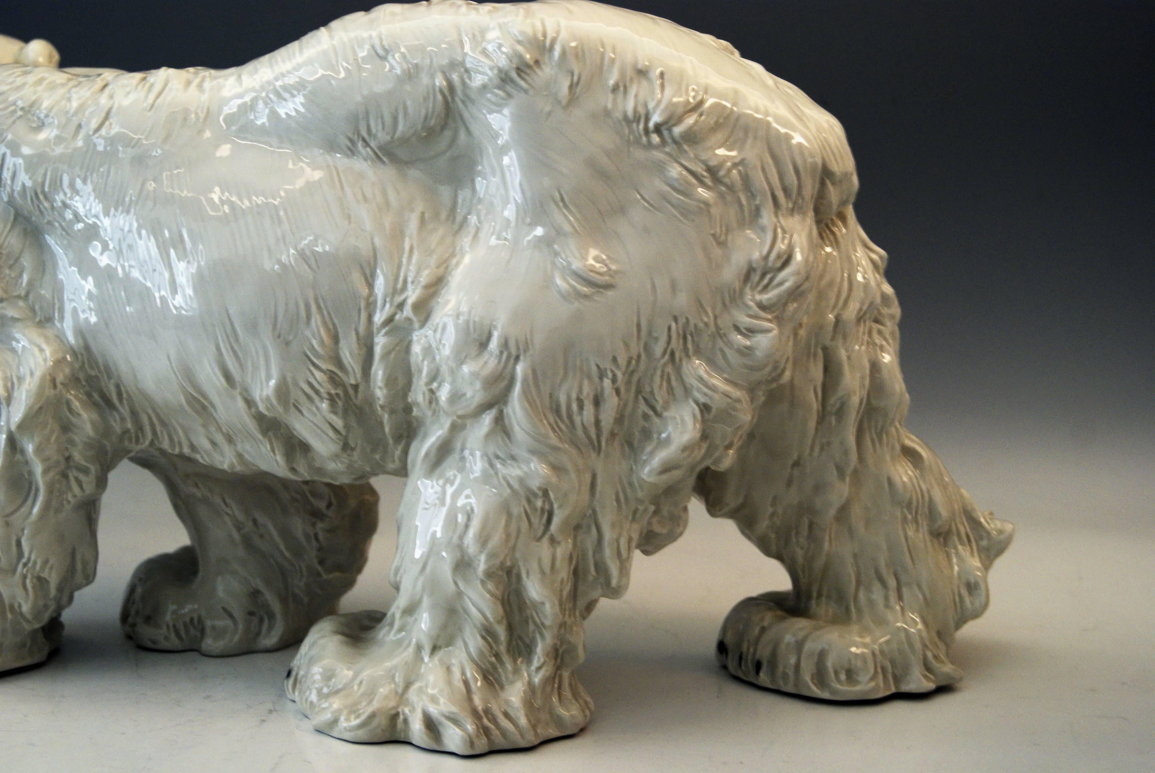 Glazed Meissen Tall Animal Figurine Ice Bear T 181 by O. Jarl, circa 1905