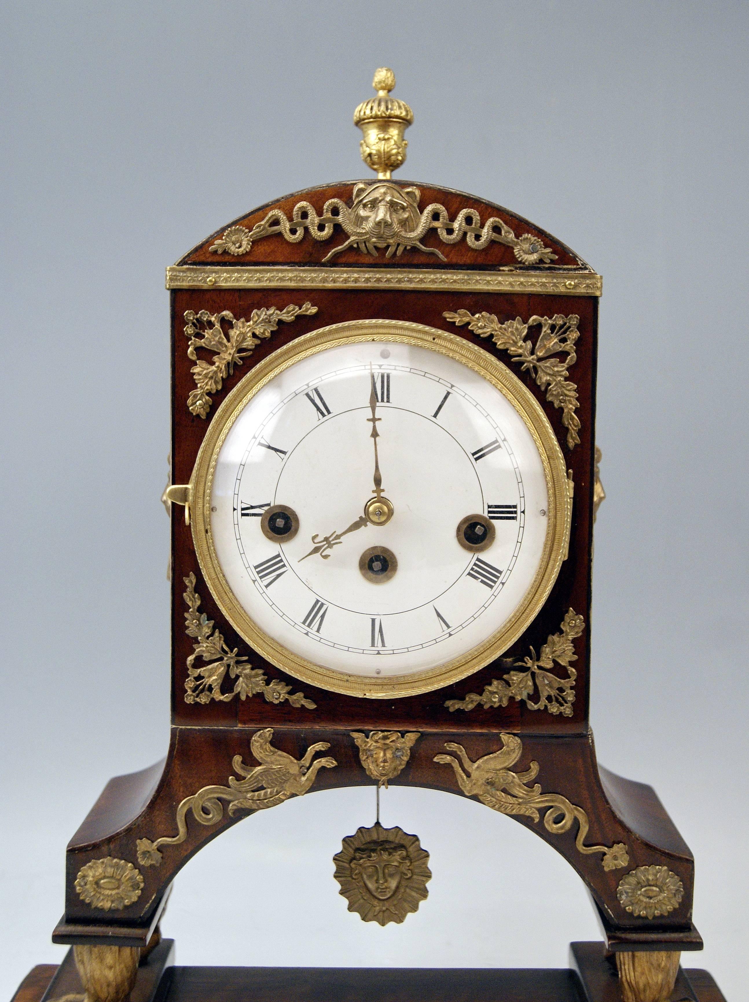 18th Century Vienna Empire Mantel Table Clock Wooden Chest, circa 1820