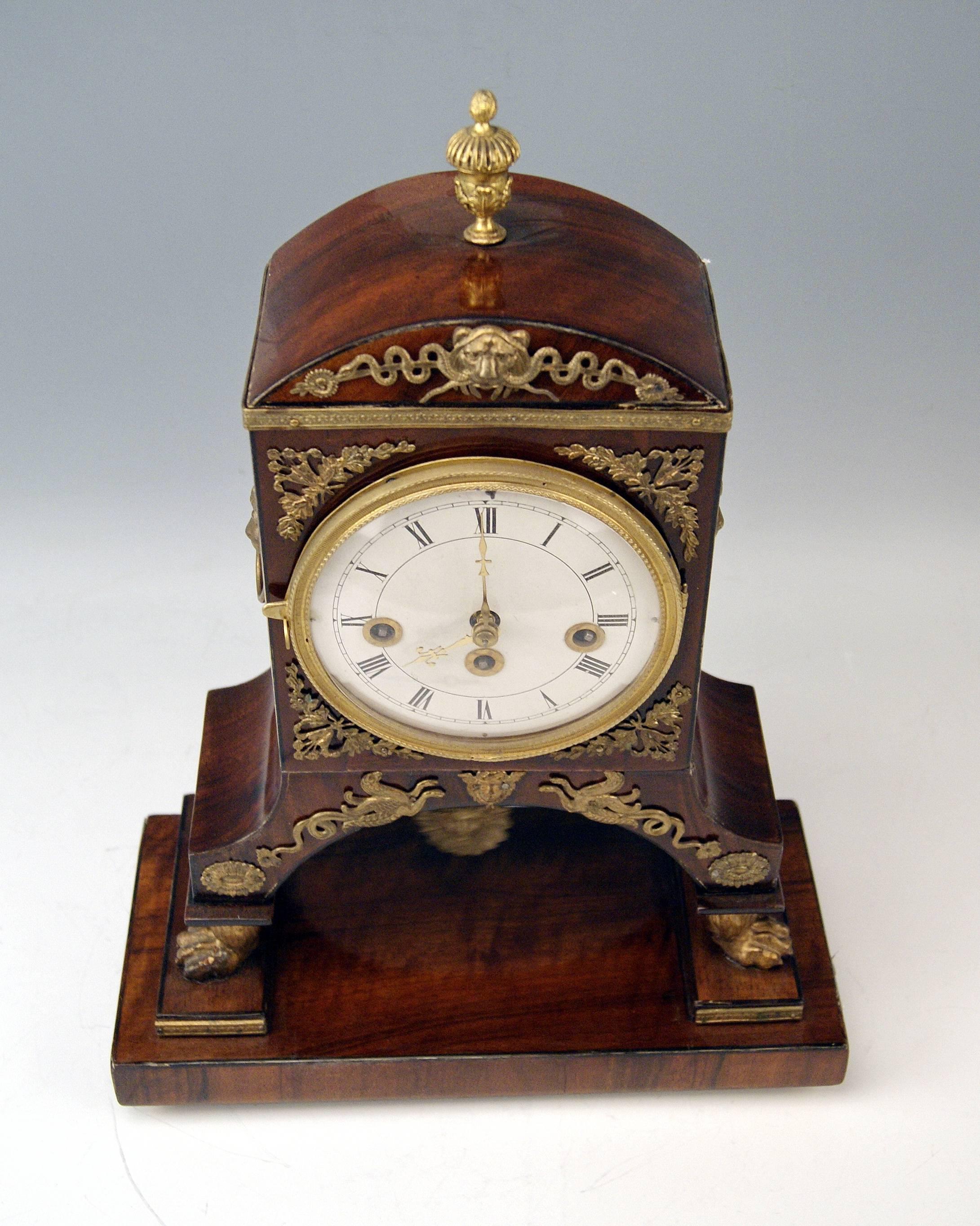 Vienna Empire Mantel Table Clock Wooden Chest, circa 1820 1